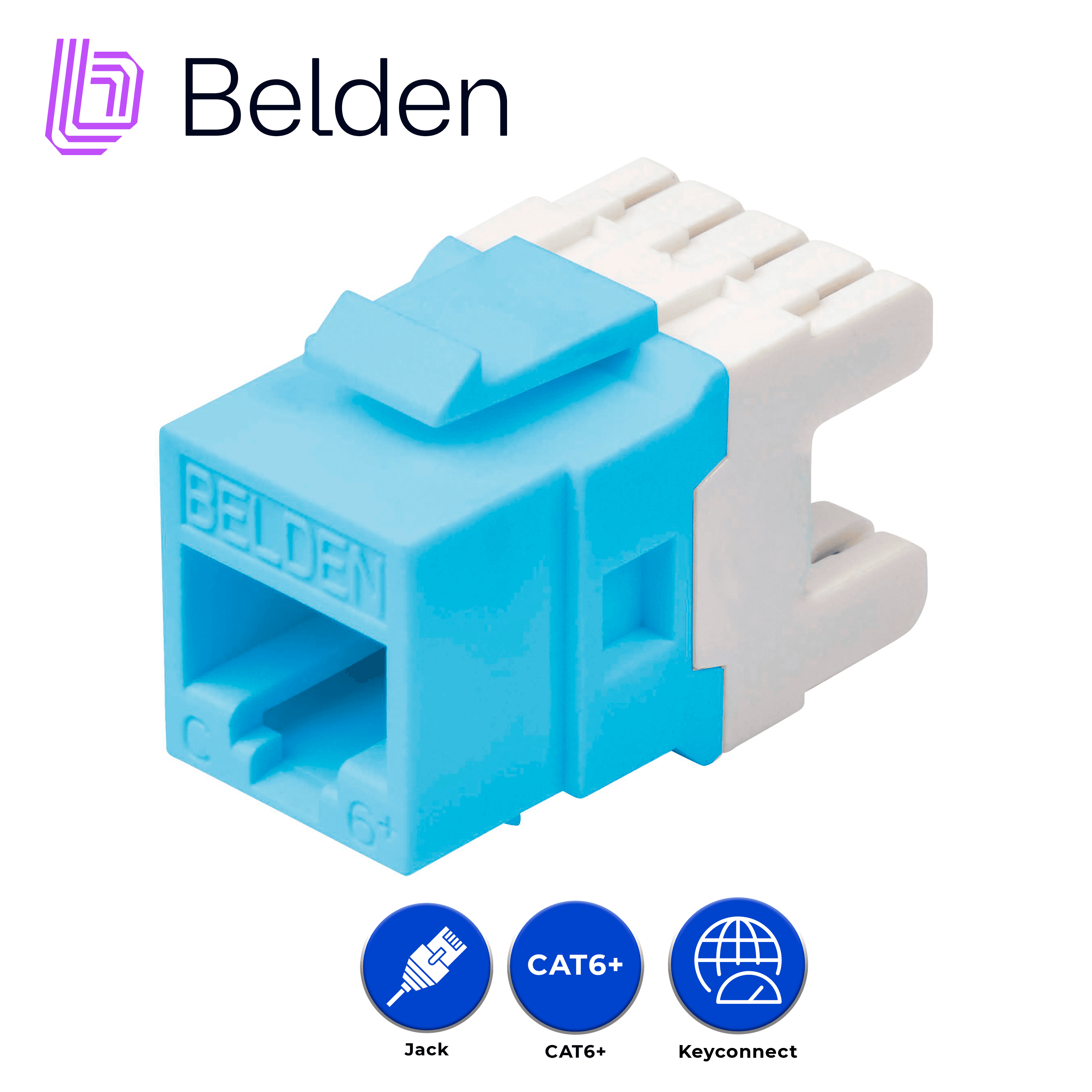 CONECTOR MODULAR JACK CAT6+ RJ45 BELDEN AX101326 / KEYCONNECT / INTERIOR / AZUL / PIEZA - Miniatura 6