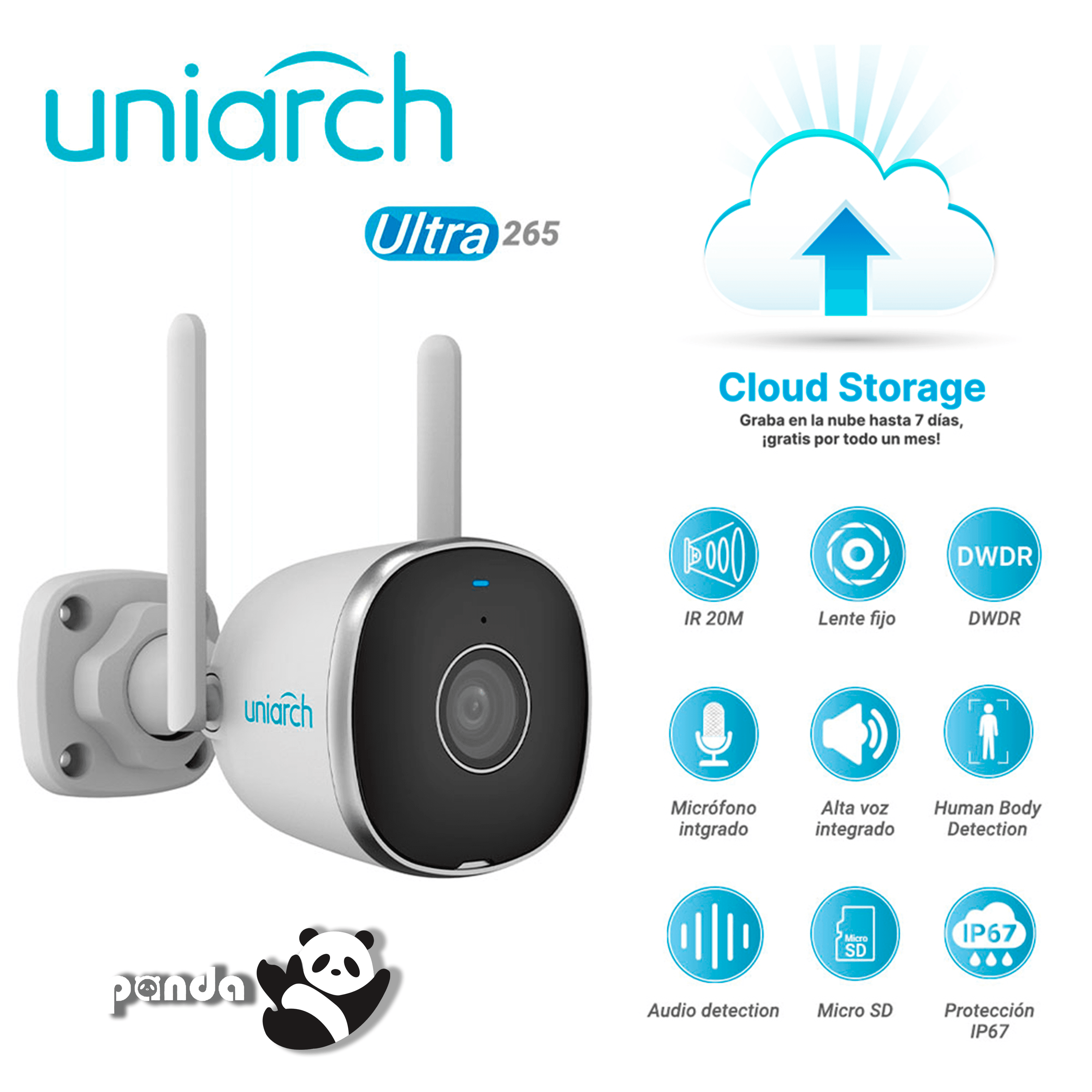 CAMARA IP BULLET WIFI 2.4 GHz CLOUD GRATUITO 7 DIAS UNIARCH Uho-B2R-M2F3 / 2MP / FULLHD / ULTRA265 / 12 VCD / DWDR / 3 AXIS / LENTE FIJO DE 2.8 MM / IR INTELIGENTE HASTA 20M / MICROFONO Y ALTAVOZ INTEGRADO / HUMAN BODY DETECTION / AUDIO DETECTION / R - Miniatura 7