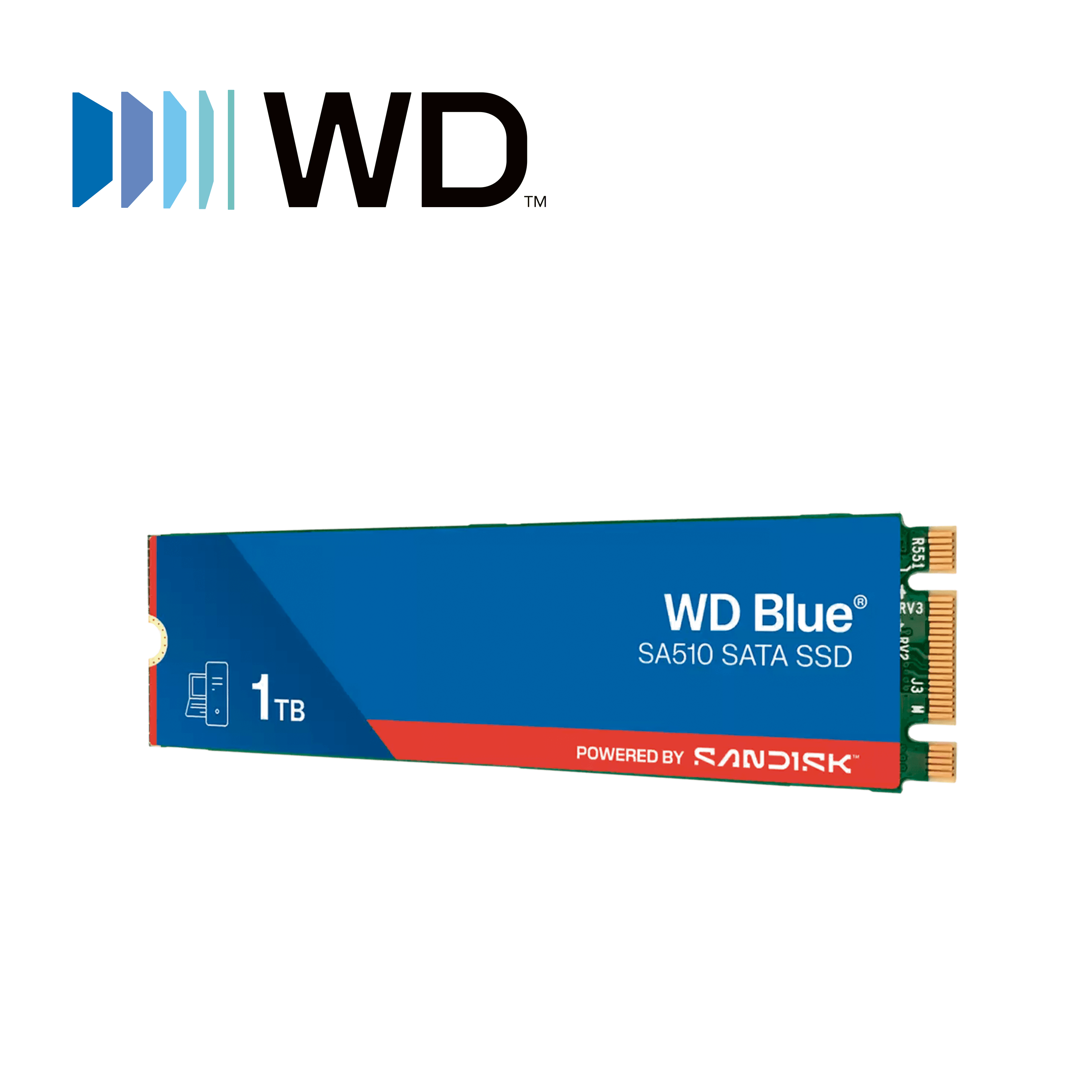 UNIDAD DE ESTADO SOLIDO SSD 1TB WESTERN DIGITAL WDS100T3B0B SERIE BLUE SATA III M.2 SA510 COMPATIBLE CON DVR MOVIL MERIVA STREAMAX M1N 2.0 - Miniatura 3