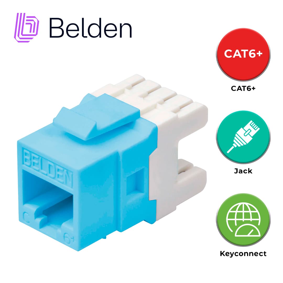 CONECTOR MODULAR JACK CAT6+ RJ45 BELDEN AX101326 / KEYCONNECT / INTERIOR / AZUL / PIEZA - Miniatura 7