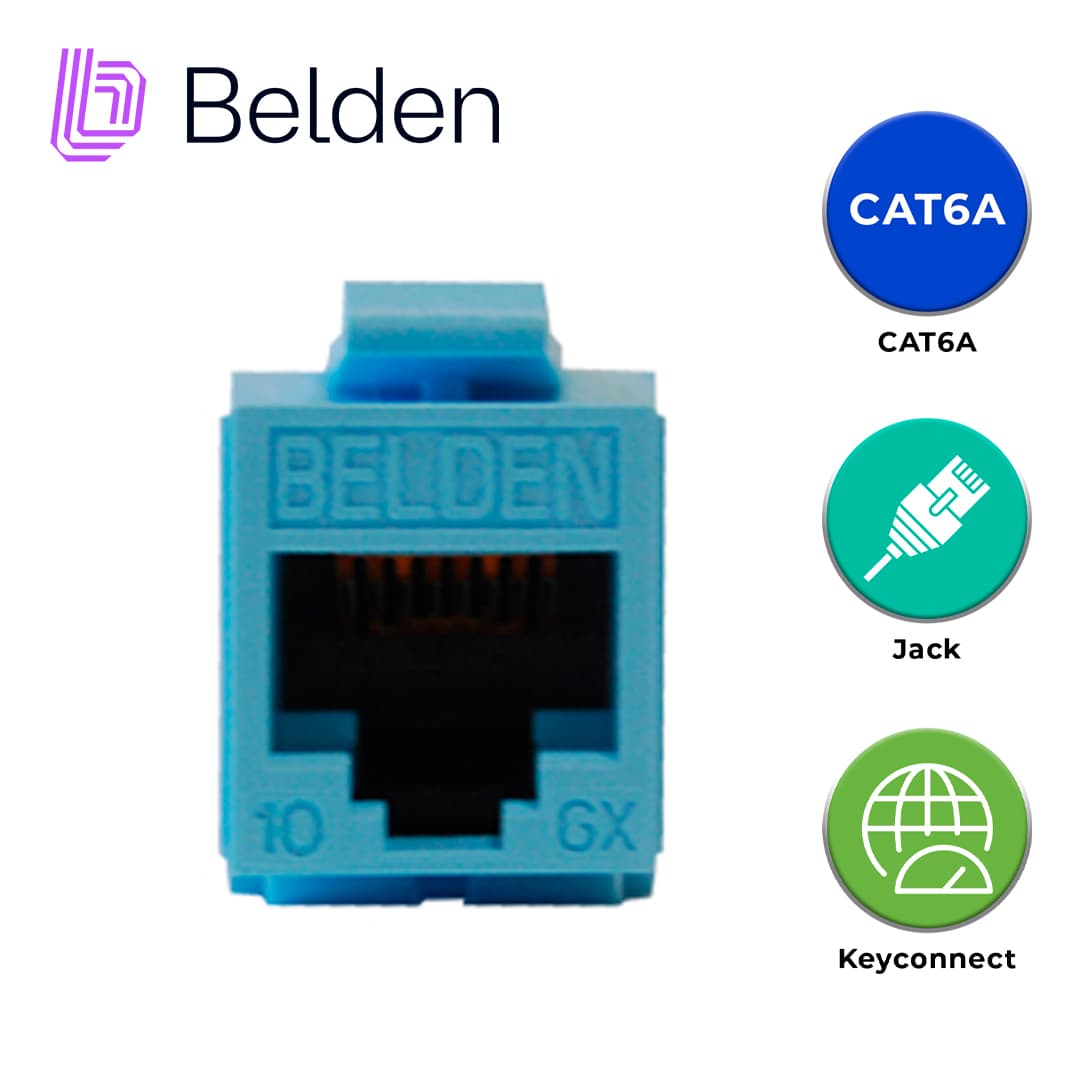 CONECTOR MODULAR JACK CAT6A RJ45 BELDEN AX102288 / KEYCONNECT / INTERIOR / AZUL CLARO / PIEZA - Miniatura 7