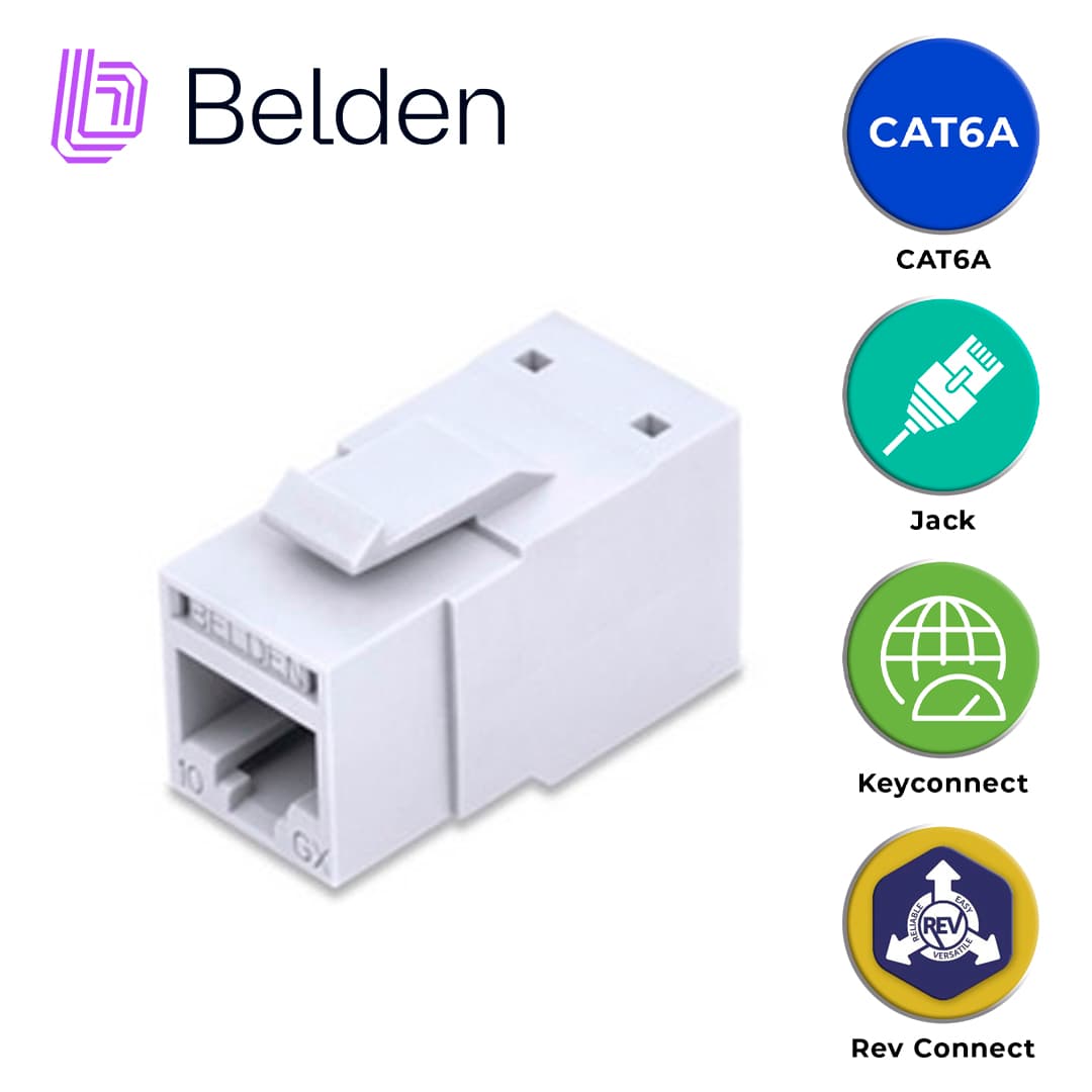 CONECTOR MODULAR JACK CAT6A RJ45 BELDEN RVAMJKUEW-S1 / REVCONNECT / INTERIOR / BLANCO / PIEZA - Miniatura 3