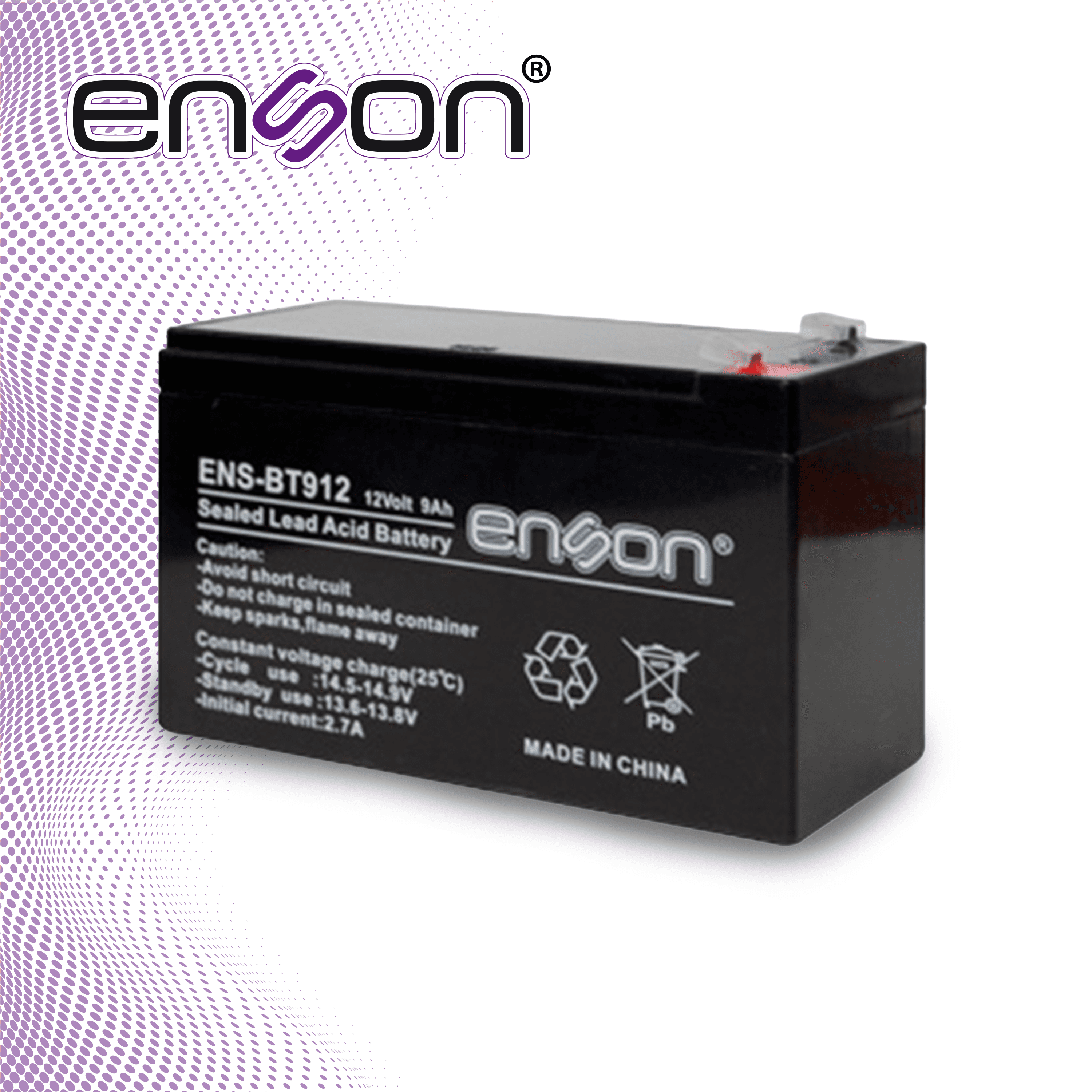 BATERIA DE RESPALDO ENSON ENS-BT912 12VDC 9A BASE PLOMO-ACIDO PARA FUENTES DE PODER Y SISTEMAS DE RESPALDO - Miniatura 5