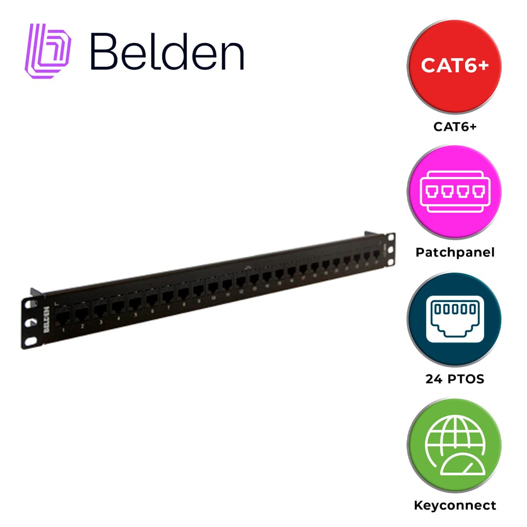 PATCH PANEL KEYCONNECT CAT6+ BELDEN AX103253 / NEGRO / 24 PUERTOS / 1UR / PRECARGADO / PIEZA - Miniatura 7