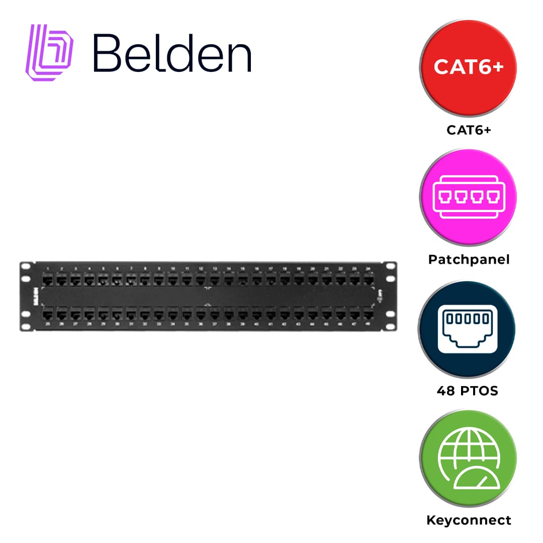 PATCH PANEL KEYCONNECT CAT6+ BELDEN AX103255 / NEGRO / 48 PUERTOS / 2UR / PRECARGADO / PIEZA - Miniatura 7