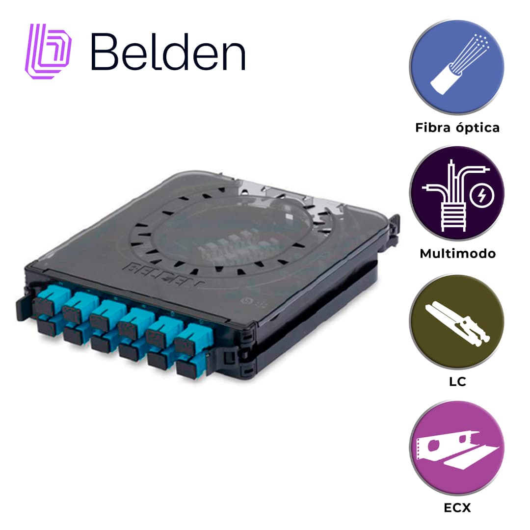 CASSETTE FX ECX MULTIMODO BELDEN  FC3X12LDFS / OM3 / AQUA / LC DUPLEX / 12 PUERTOS - Miniatura 3