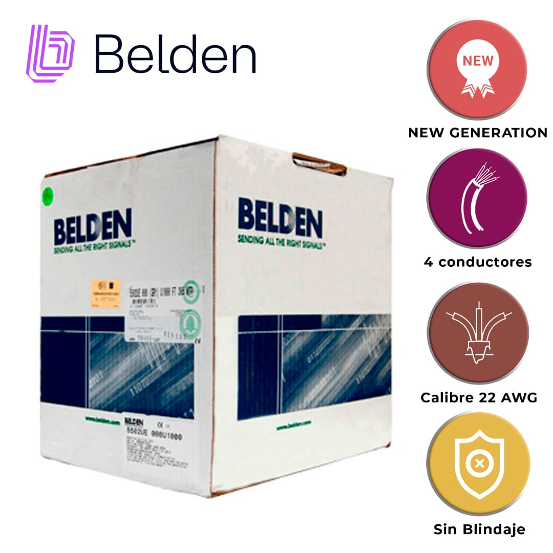 CABLE DE SEGURIDAD Y SONIDO BELDEN 5502UE 008U1000 / INTERIOR / GRIS / 4 CONDUCTORES / 22 AWG / MULTIFILAR / FORRO PVC / CMR / EN CAJA / 1,000 PIES 305 METROS - Miniatura 4