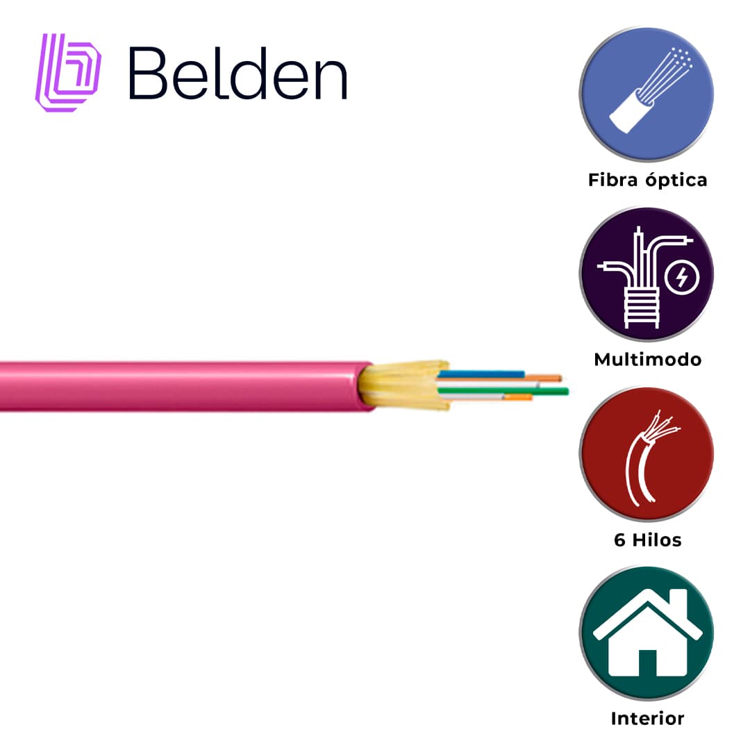 FIBRA OPTICA BELDEN FI4D006R9 / INTERIOR / ERIKA VIOLETA / OM4 / 6 HILOS / FORRO PVC / OFNR / BOBINA / 1,640 PIES 500 METROS - Miniatura 3