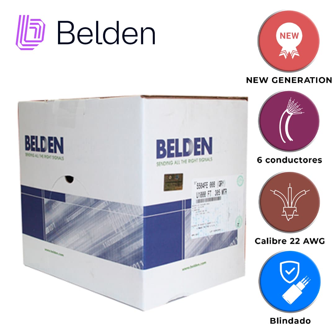 CABLE DE SEGURIDAD Y SONIDO BELDEN 5504FE 008U1000 / INTERIOR / GRIS / 6 CONDUCTORES / 22 AWG / MULTIFILAR / FORRO PVC / CMR / BLINDADO / EN CAJA / 1,000 PIES 305 METROS - Miniatura 3