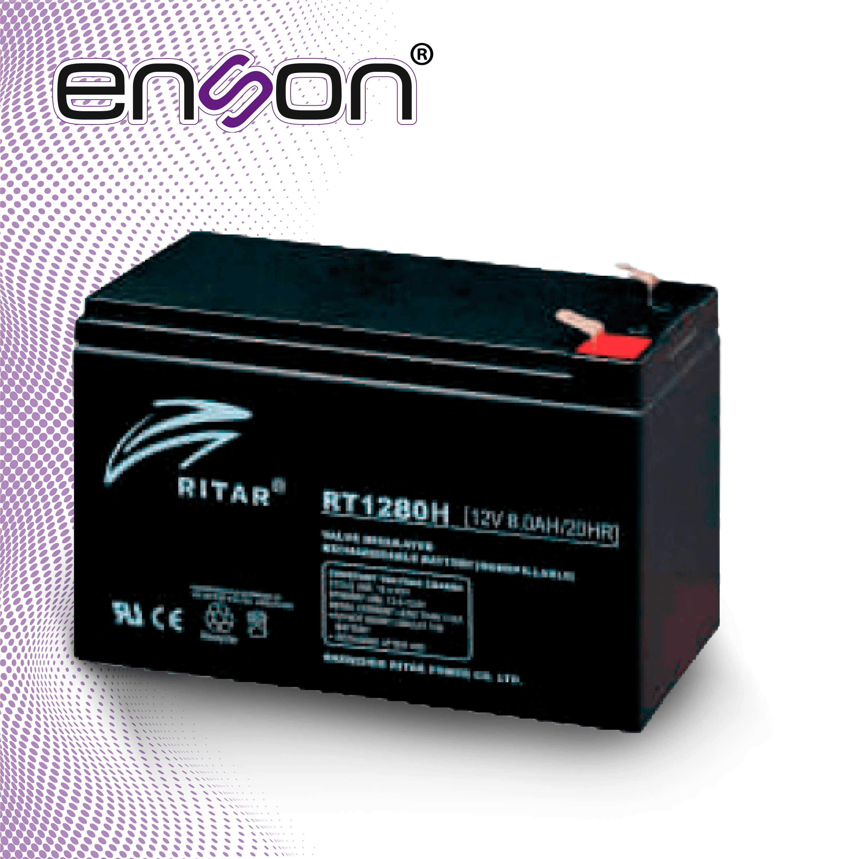 BATERIA DE REEMPLAZO ENSON ENS-BT812R / 12V 8AH / BASE PLOMO-ACIDO / COMPATIBLE CON UPS ENSON ENS-EA280 Y ENS-EA2150 - Miniatura 3