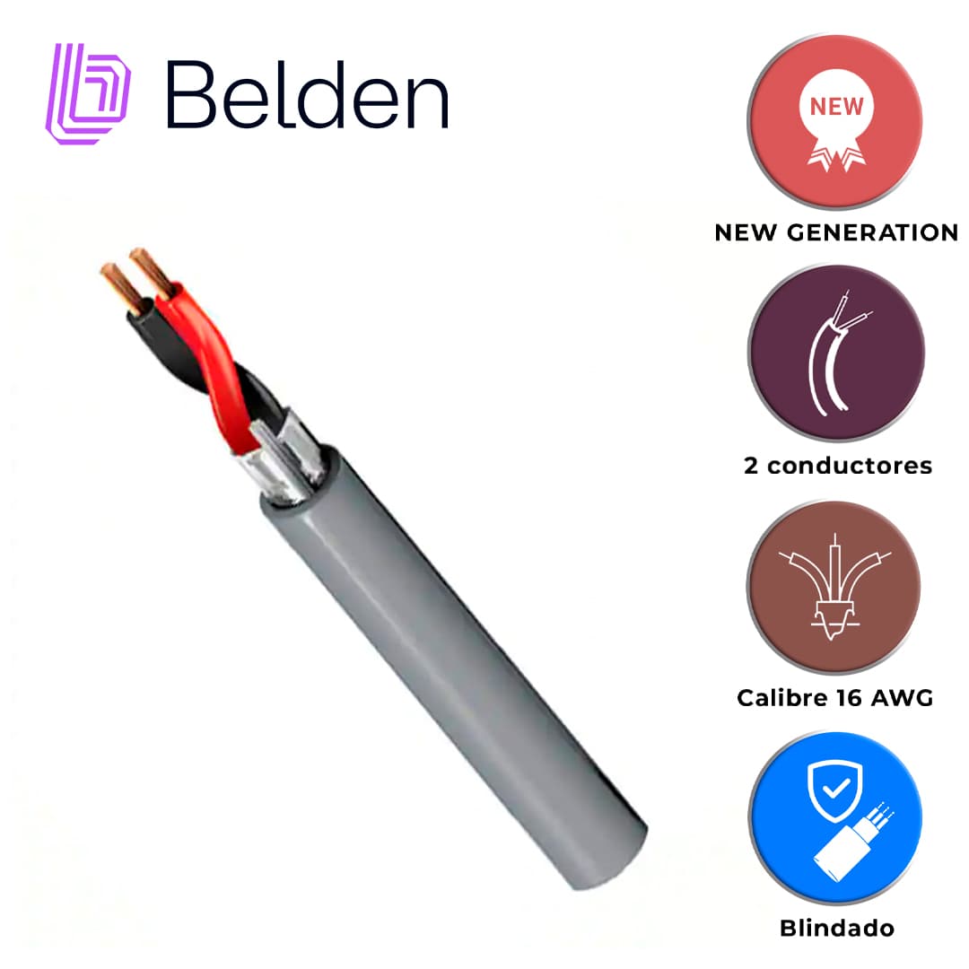 CABLE DE AUDIO COMERCIAL Y SEGURIDAD BELDEN 5200FE 0081000 / INTERIOR / GRIS / 2 CONDUCTORES / 16 AWG / MULTIFILAR / FORRO PVC / CMR / BOBINA / 1,000 PIES 305 METROS - Miniatura 3