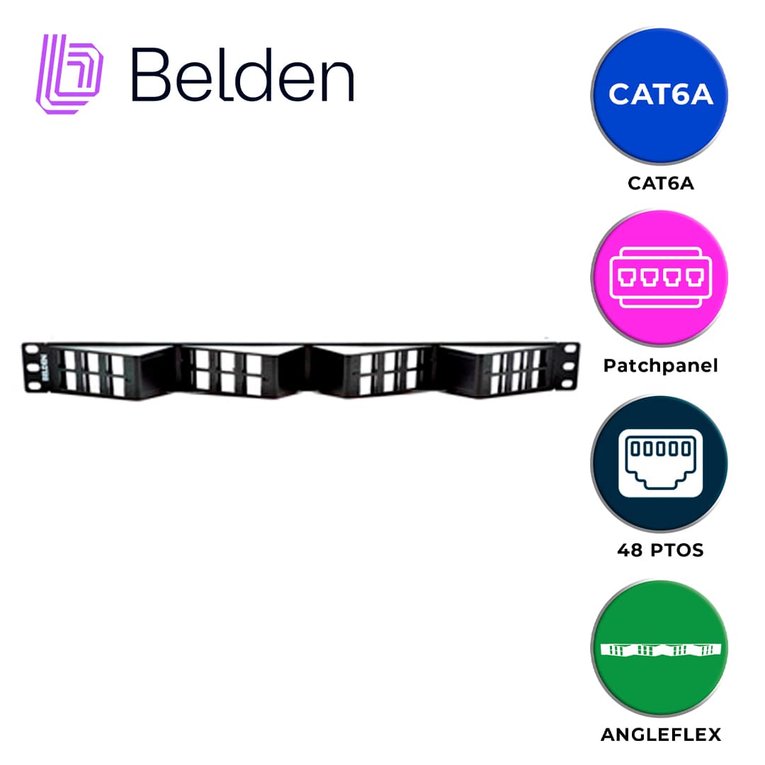 PATCH PANEL KEYCONNECT CAT6/CAT6A BELDEN AX103248 / NEGRO / 24 PUERTOS / 1UR / ANGLEFLEX/VACIO / PIEZA - Miniatura 5