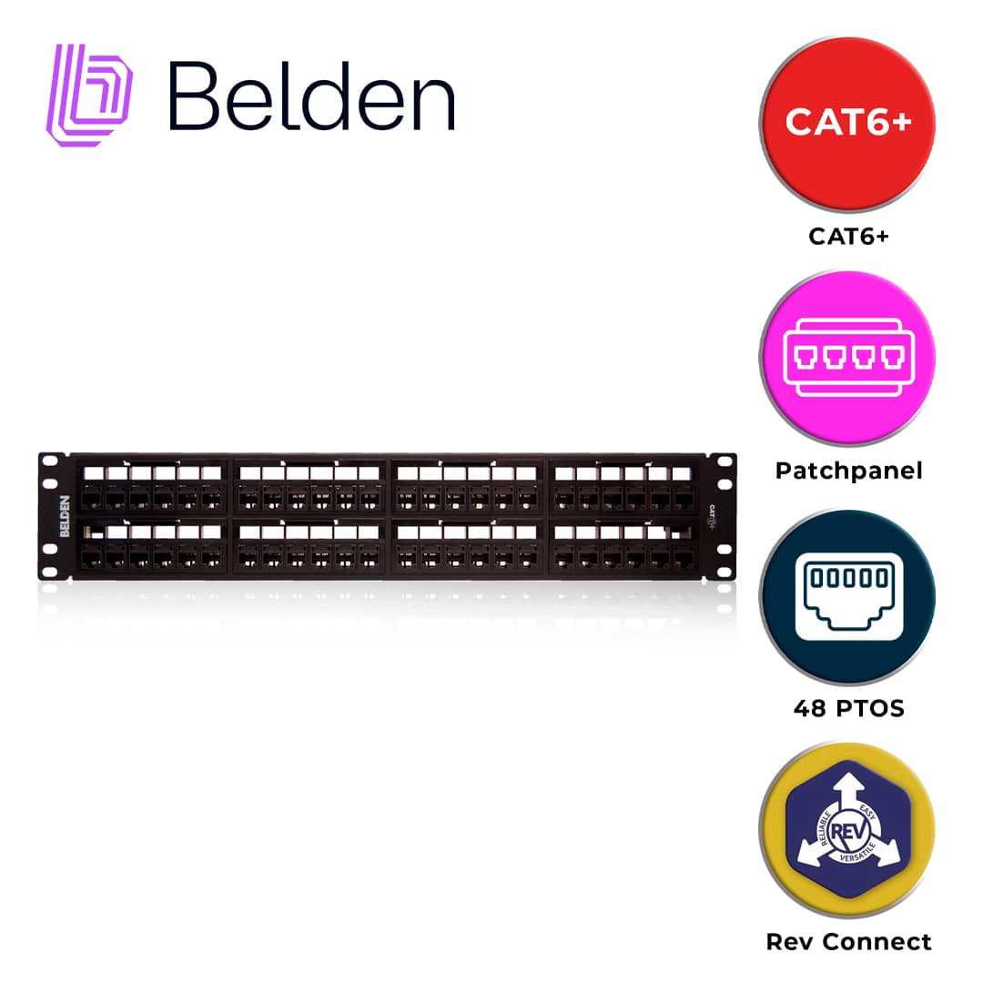 PATCH PANEL REVCONNECT CAT6+ BELDEN RV6PPF2U48BK / NEGRO / 48 PUERTOS / 2UR / PRECARGADO / PIEZA - Miniatura 6