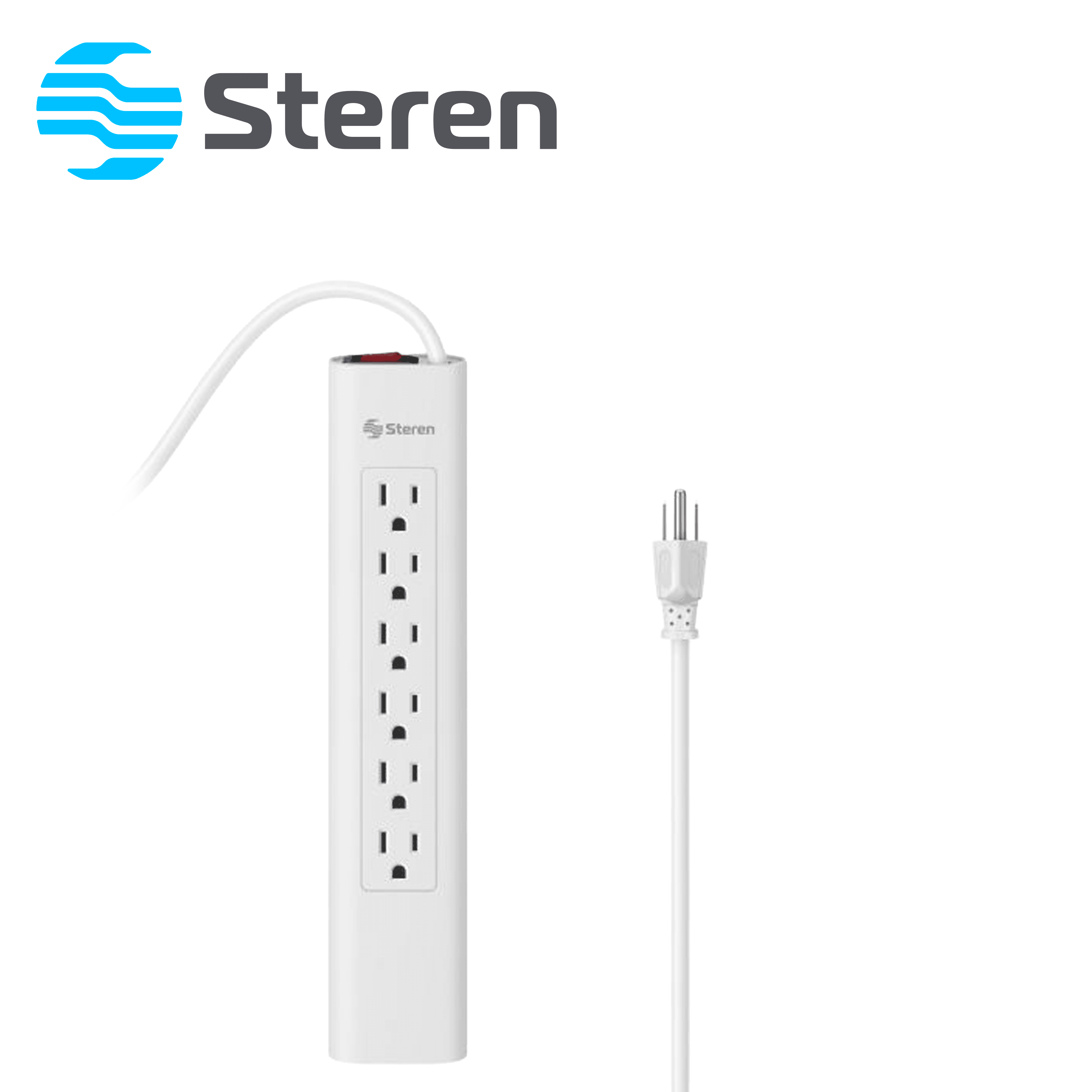 MULTICONTACTO DE 6 SALIDAS VERTICALES POLARIZADAS STEREN BARRA BARRA MULTI-V 6 BLANCA IDEAL PARA CONECTAR EQUIPOS DE COMPUTO Y APARATOS ELECTRONICOS - Miniatura 2