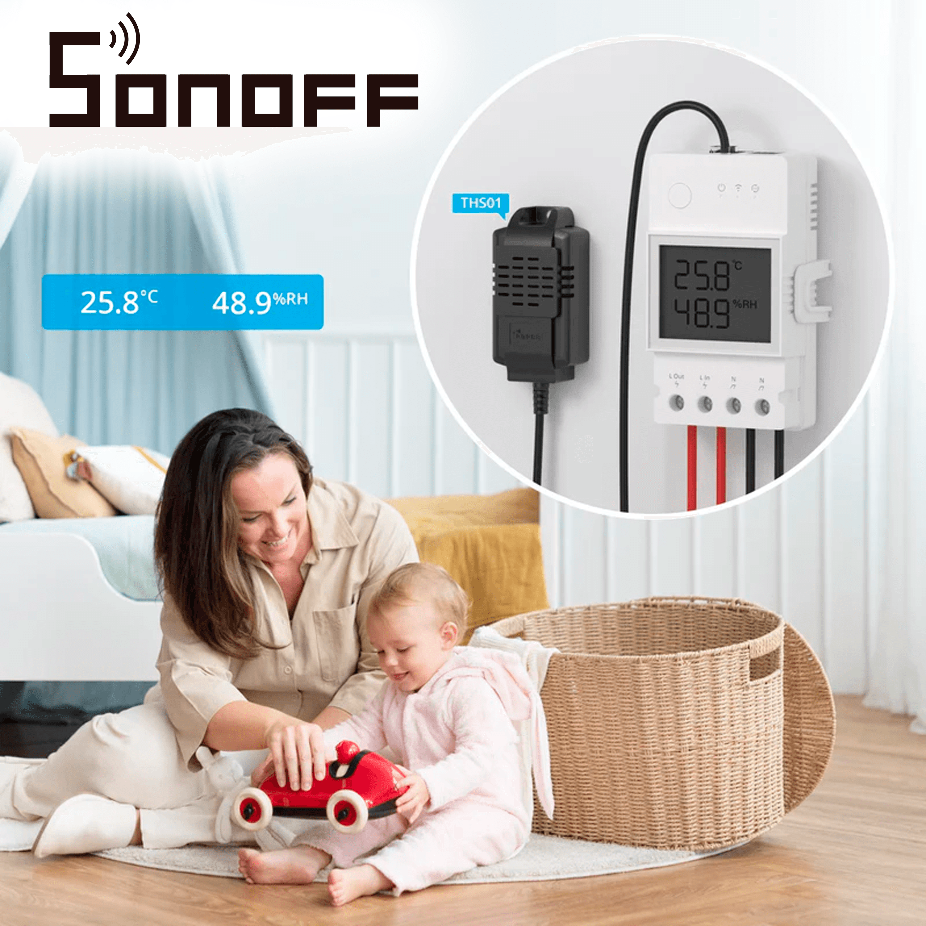 SENSOR DE TEMPERATURA Y HUMEDAD SONOFF MODELO THS01 COMPATIBLE CON THR320D - Miniatura 4