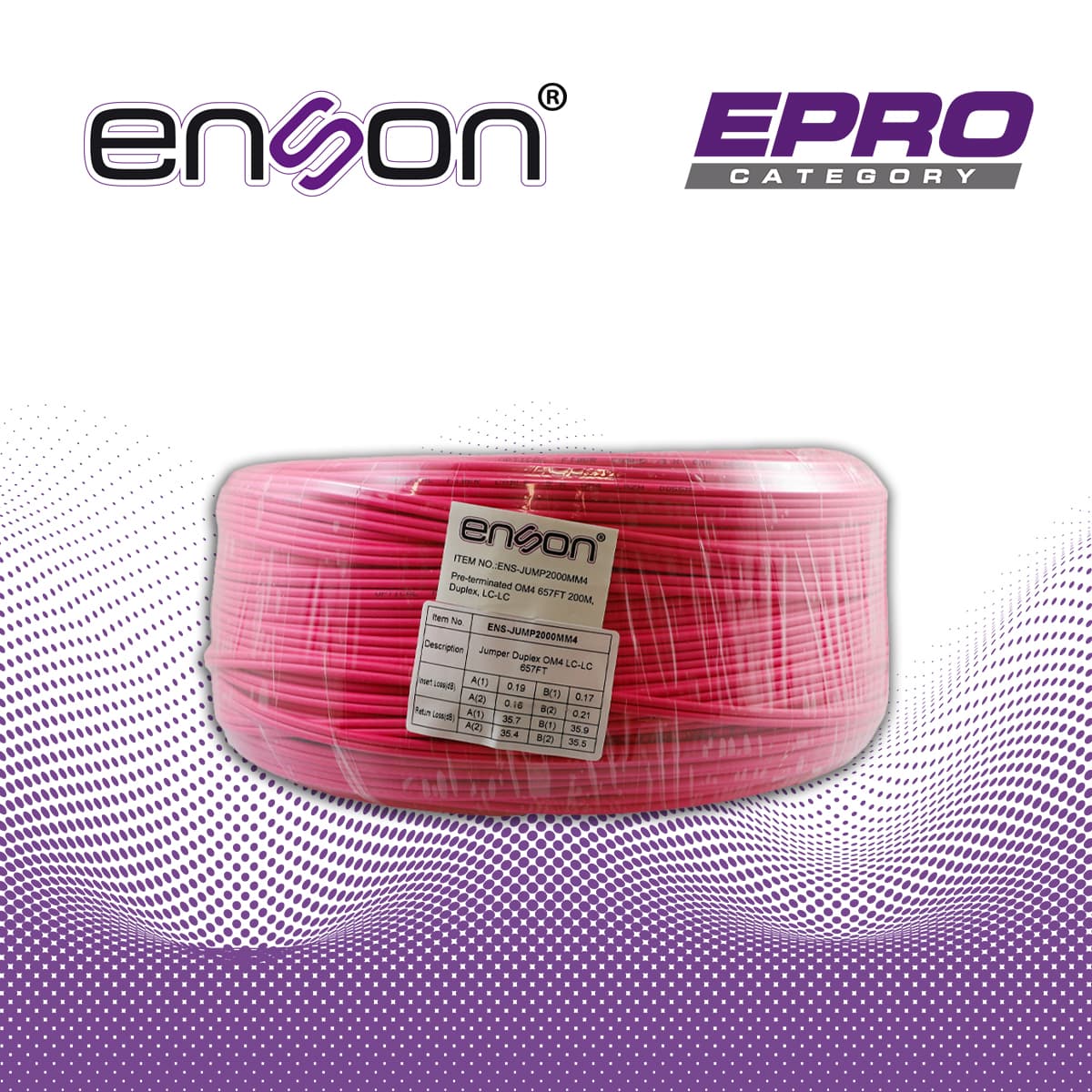 FIBRA OPTICA ENSON ENS-JUMP2000MM4 DE 200 METROS MULTIMODO OM4 ARMADA Y TERMINADA - Miniatura 4