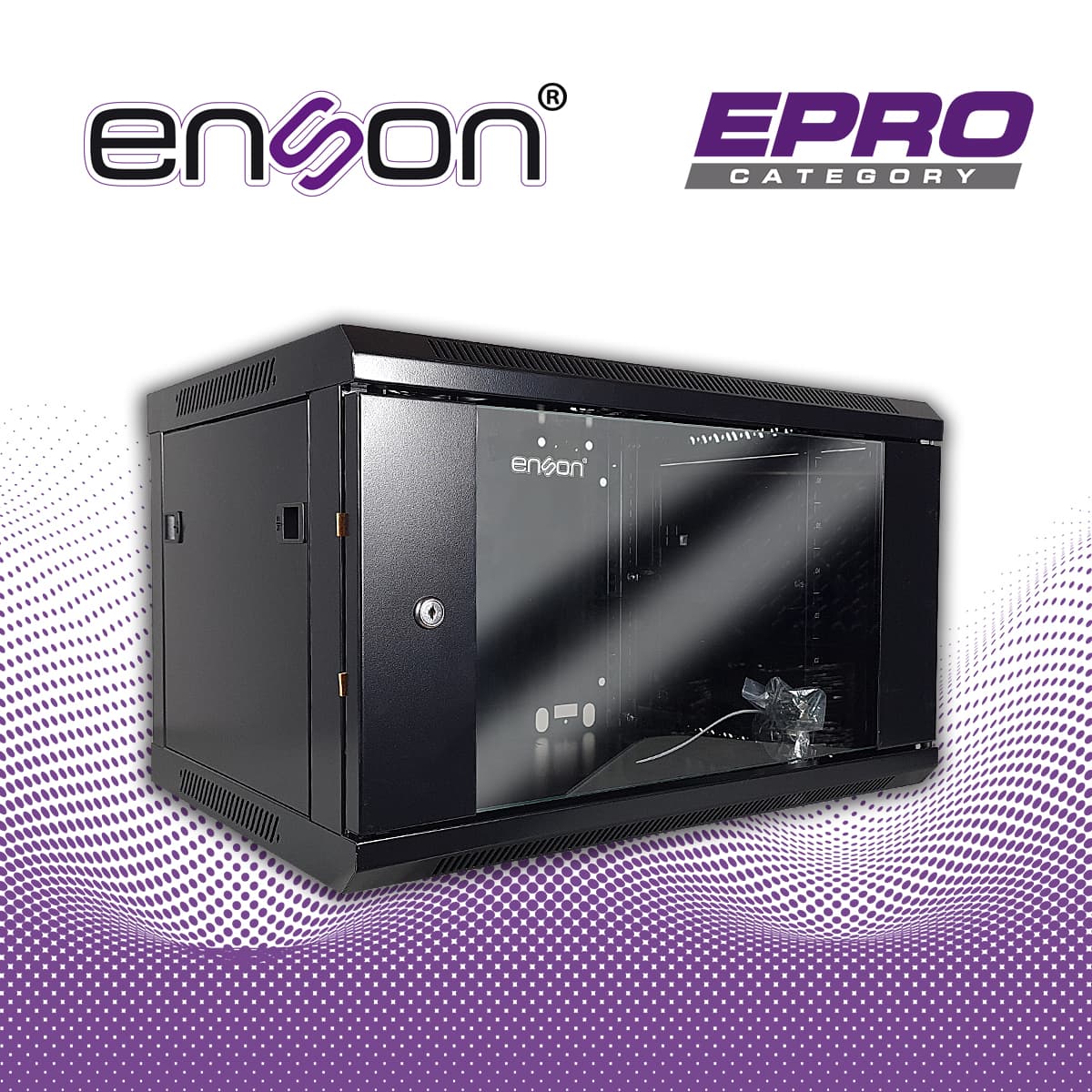 GABINETE DE PARED ENSON ENS-RKGB6UD 6UR PUERTA FRONTAL DE CRISTAL TEMPLADO CON CERRADURA DE SEGURIDAD RANURAS DE VENTILACION EN LA PARTE SUPERIOR PARA 2 VENTILADORES DE 11 CM 600X450X368MM, REQUIERE ENSAMBLAJE - Miniatura 5