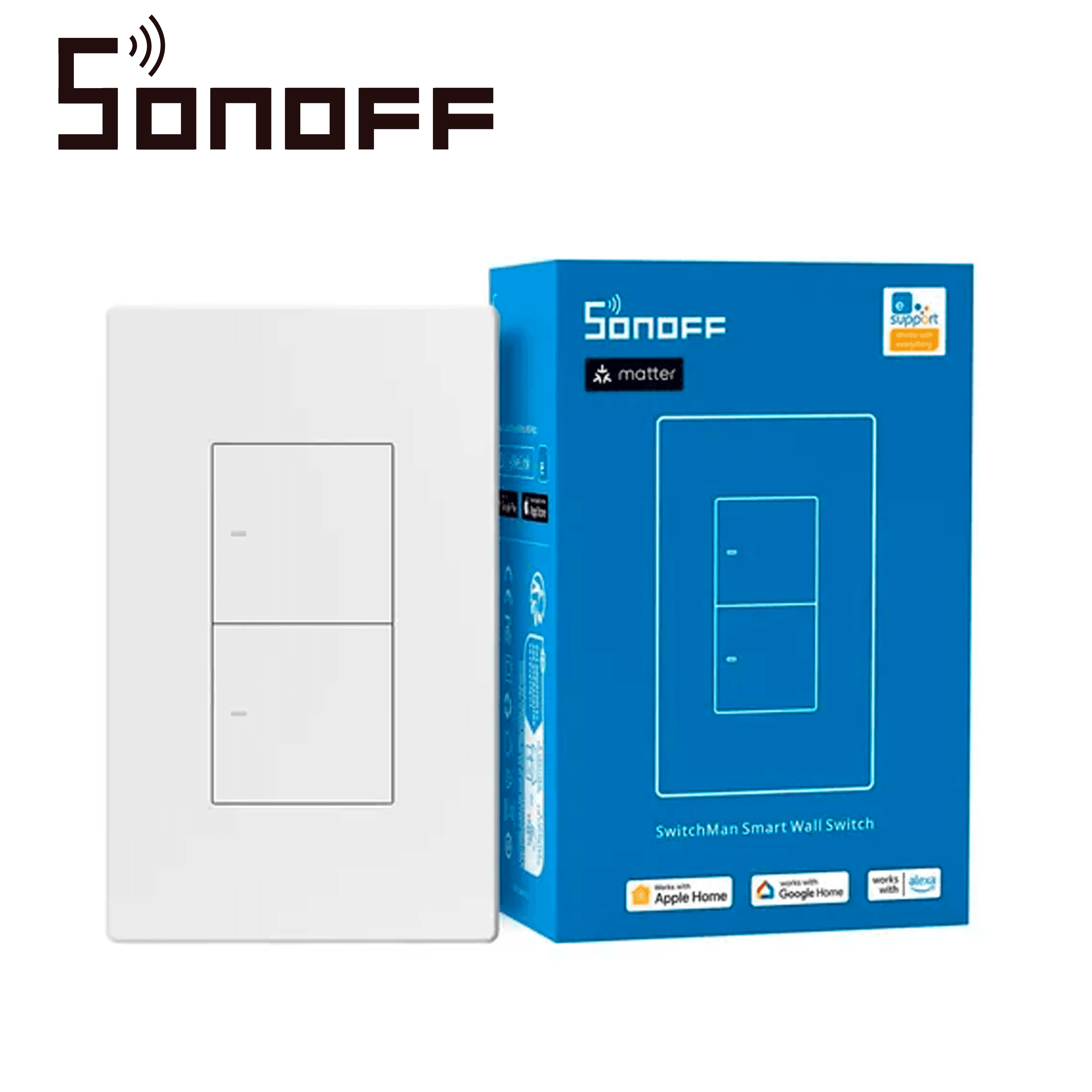APAGADOR DE PARED TOUCH SONOFF M5-2C-120W / 2 CANALES ON/OFF/ MATTER/ WIFI 2.4GHZ / COMPATIBLE CON GOOGLE HOME / ALEXA/ APPLE HOME / SMARTTHINGS / HASTA 5 AMP POR  CANAL - Miniatura 4