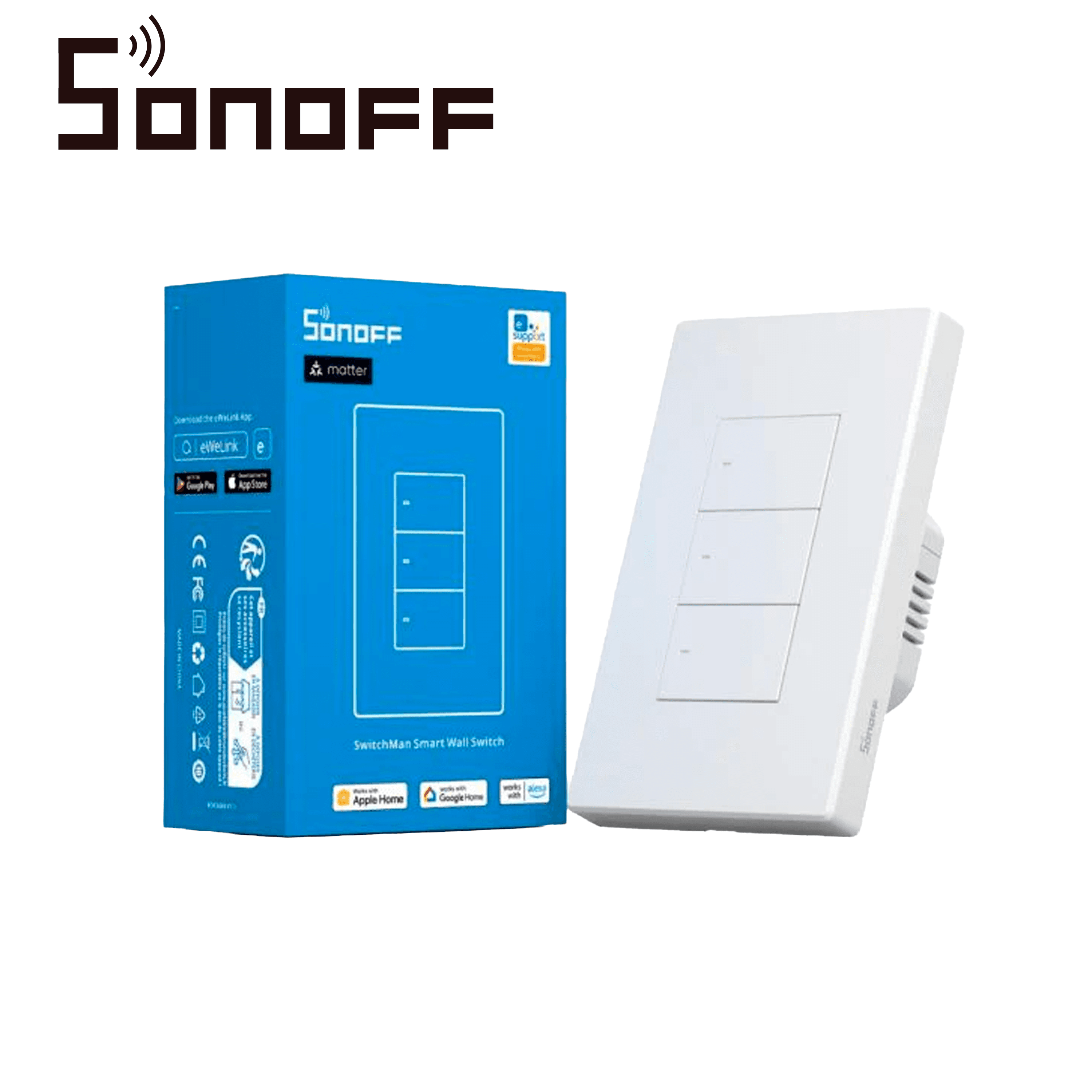 APAGADOR DE PARED TOUCH SONOFF M5-3C-120W / 3 CANALES ON/OFF/ MATTER/ WIFI 2.4GHZ / COMPATIBLE CON GOOGLE HOME / ALEXA/ APPLE HOME / SMARTTHINGS / HASTA 2 AMP POR  CANAL - Miniatura 4