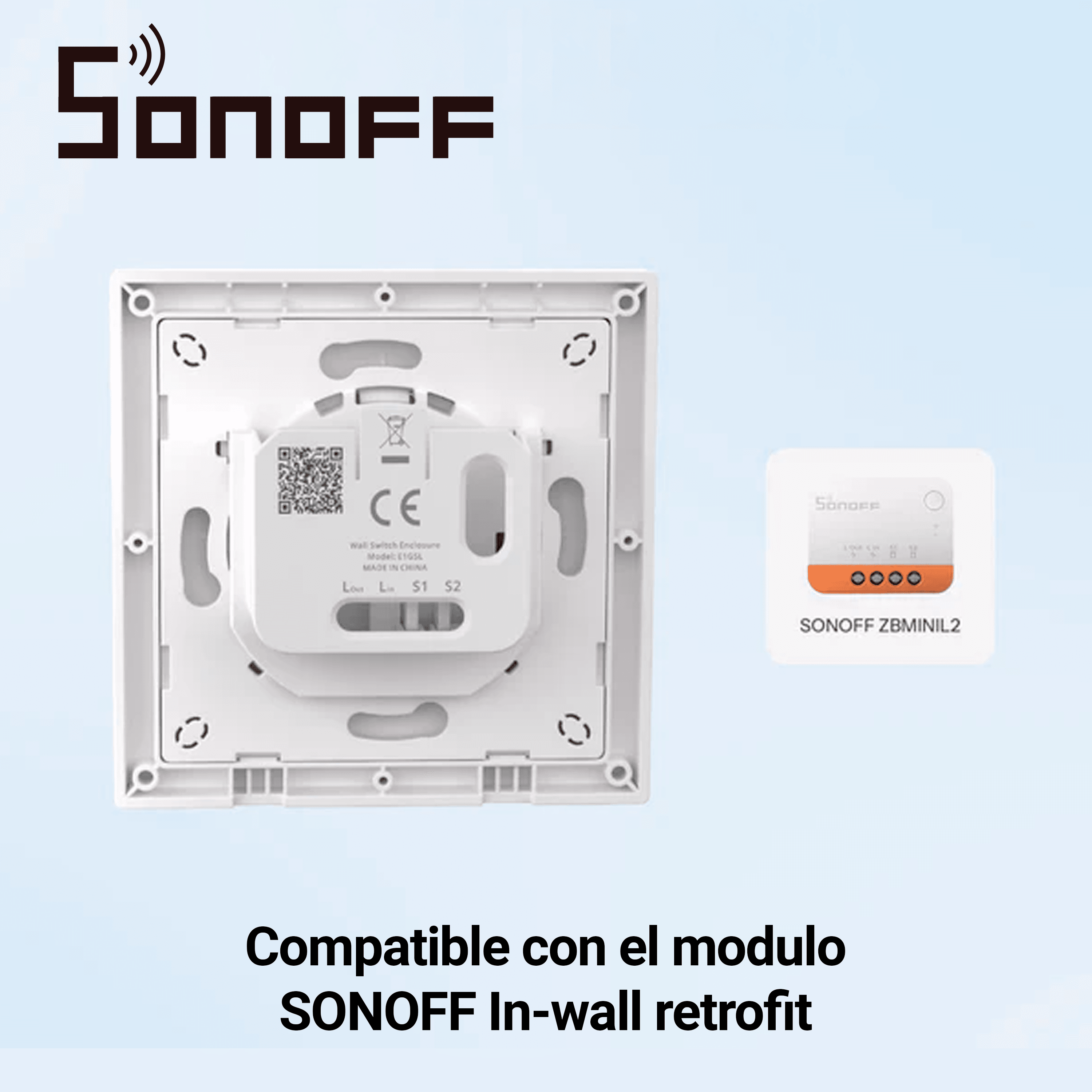 CAJA PARA INTERRUPTOR DE PARED DE UNA UNIDAD SONOFF E1GSL / NO REQUIERE NEUTRO PARA LA CONEXION / COMPATIBLE CON INTERRUPTORES MINI QUE NO REQUIERAN NEUTRO/ SLOT PARA UN INTERRUPTOR - Miniatura 3