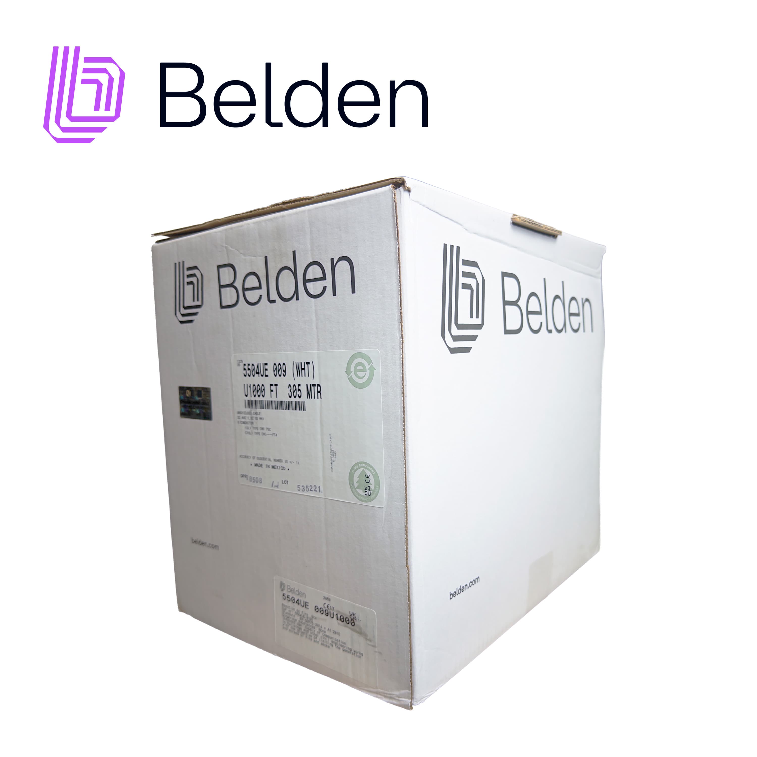 CABLE DE SEGURIDAD Y SONIDO BELDEN 5504UE 009U1000 / INTERIOR / BLANCO / 6 CONDUCTORES / 22 AWG / MULTIFILAR / FORRO PVC / CMR / EN CAJA / 1,000 PIES 305 METROS - Miniatura 7