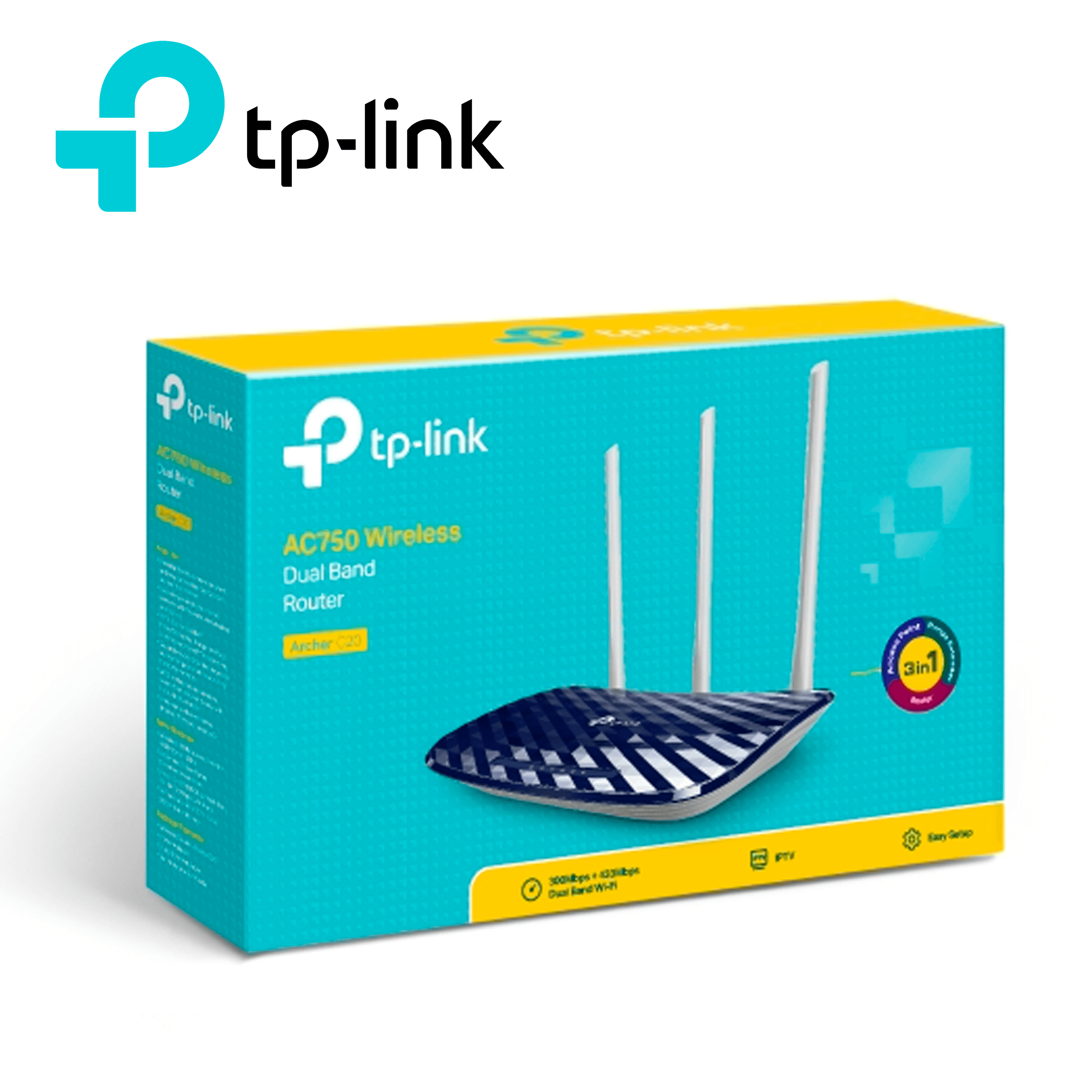 ROUTER INALAMBRICO / TP-LINK ARCHER C20 AC750 / 4 PUERTOS LAN 10/100 MBPS / 1 PUERTO WAN 10/100 MBPS / DUAL-BAND DE 2.4GHZ Y 5GHZ / 3 ANTENAS OMNIDIRECCIONAL. - Miniatura 5
