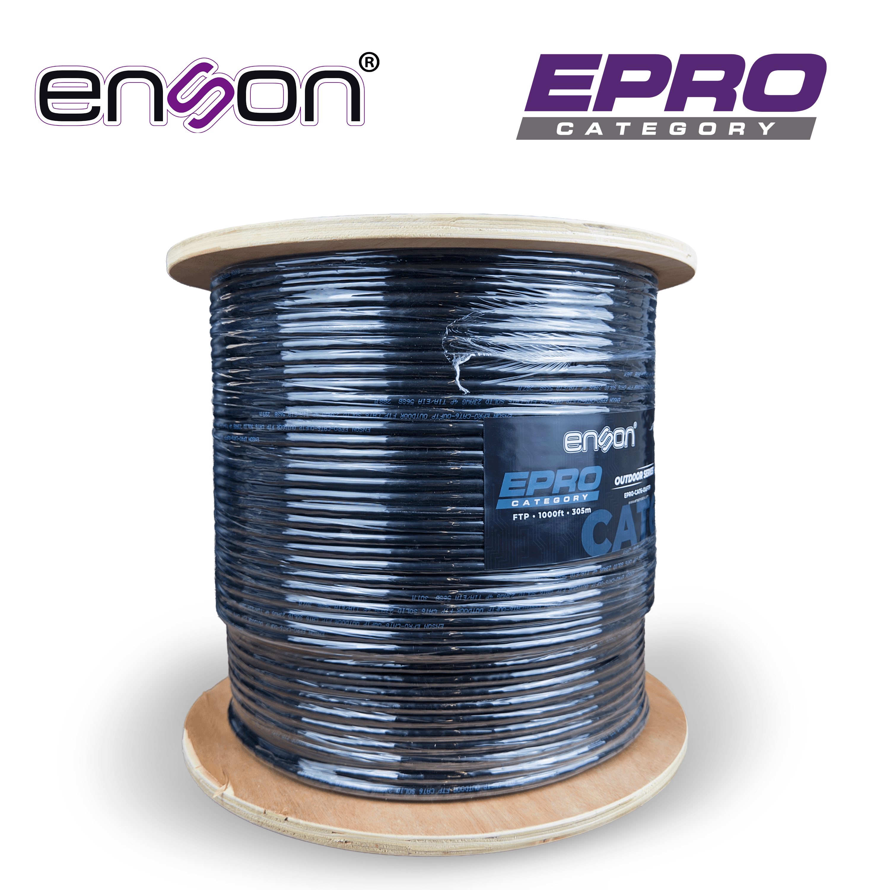 CABLE FTP CAT6 ENSON EPRO-CAT6-OUFTP FORRO PE BLINDADO 4 PARES CALIBRE 23 AWG 100% COBRE USO EXTERIOR BOBINA 1000 PIES 305 METROS - Miniatura 5