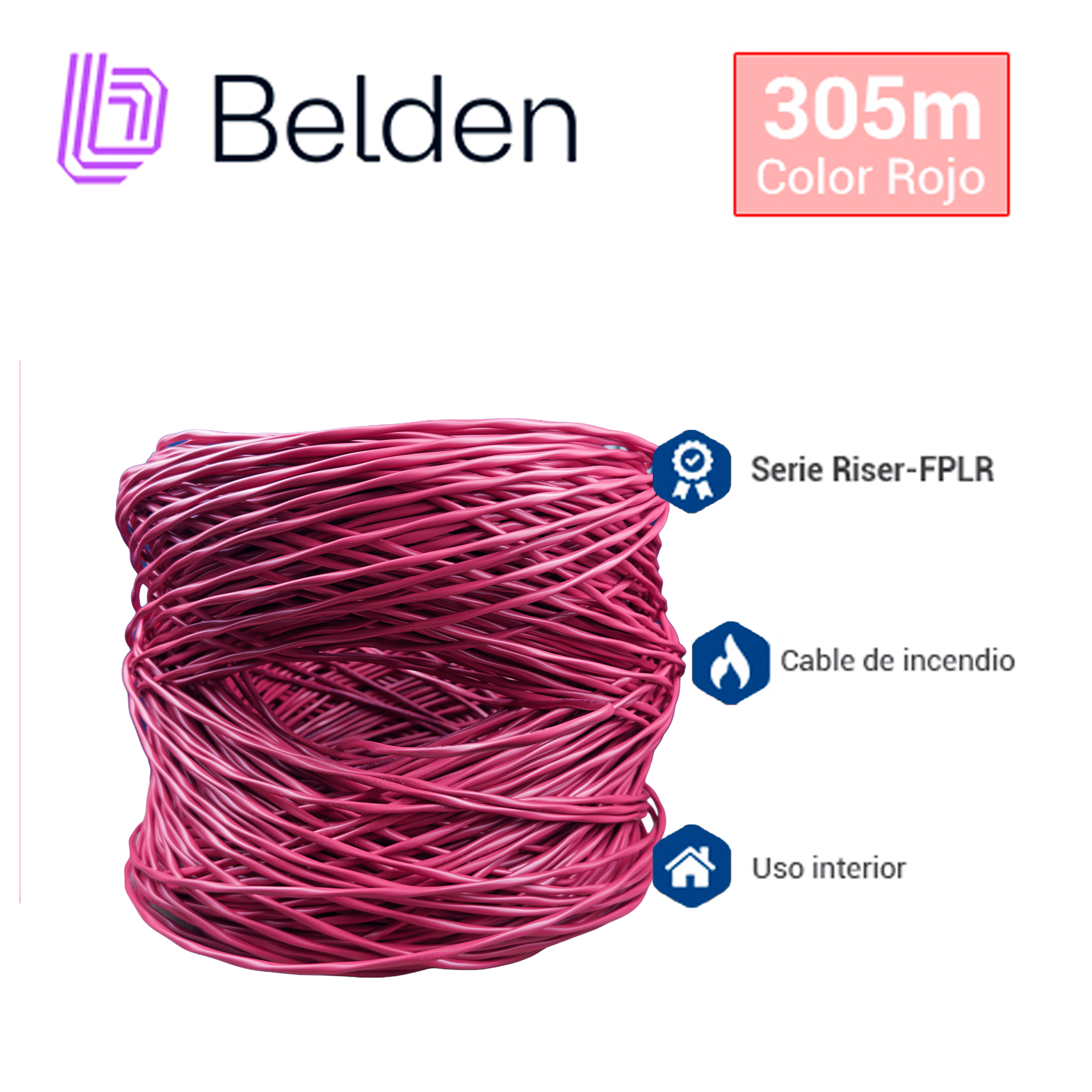CABLE DE SEGURIDAD Y SONIDO BELDEN 5200UE 008U1000 / INTERIOR / GRIS / 2 CONDUCTORES / 16 AWG / MULTIFILAR / FORRO PVC / CMR / EN CAJA / 1,000 PIES 305 METROS - Miniatura 4