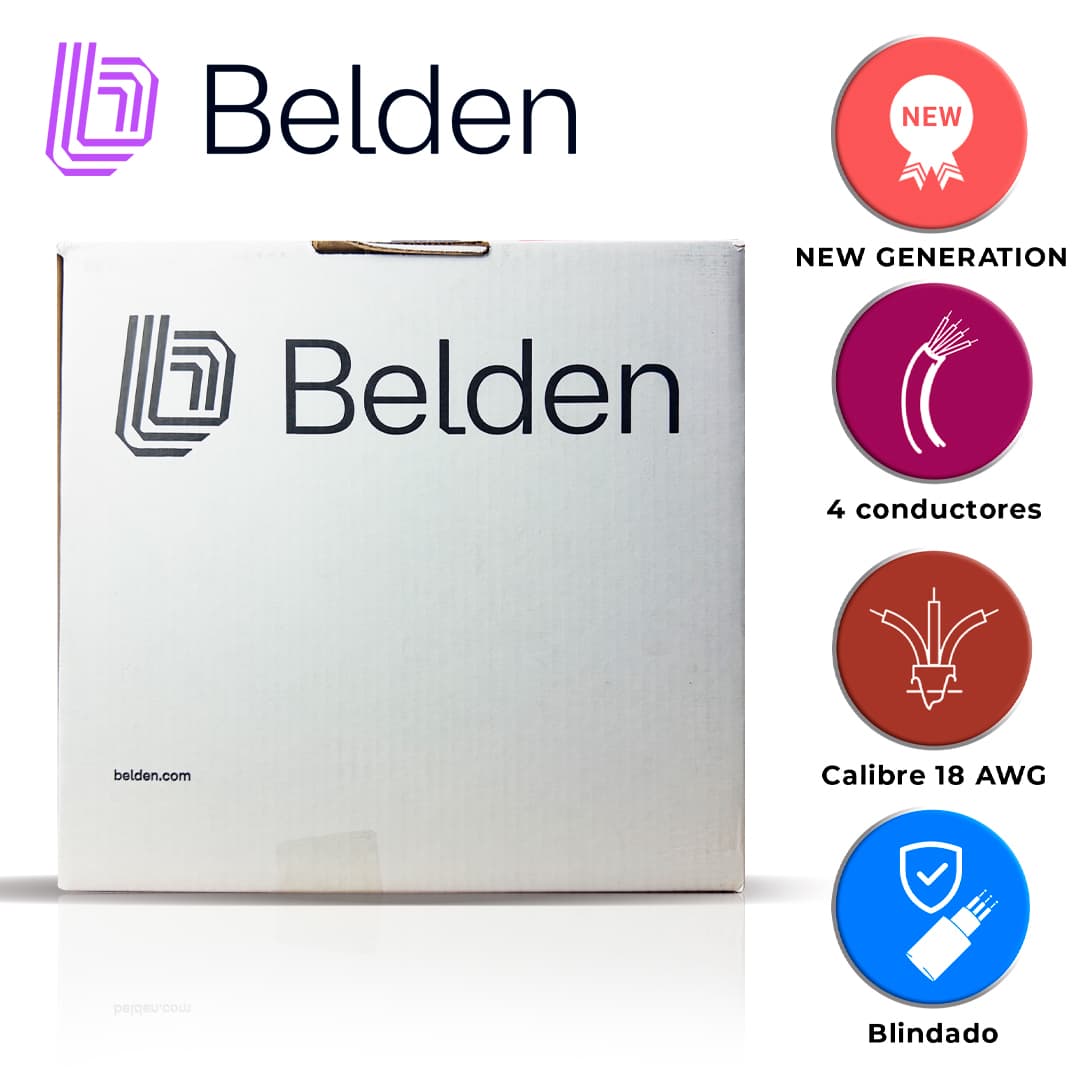 CABLE DE ALARMA CONTRA INCENDIOS BELDEN 5302FL 002U1000 / INTERIOR / ROJO / 4 CONDUCTORES / 18 AWG / SOLIDO /FORRO PVC / CMR - FPLR / BLINDADO / EN CAJA / 1,000 PIES 305 METROS - Miniatura 5