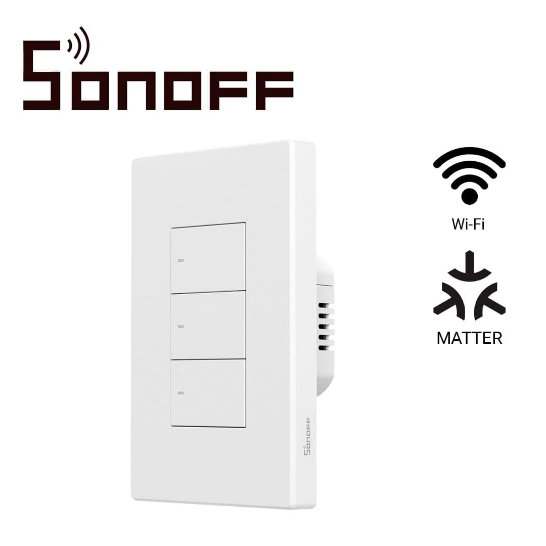 APAGADOR DE PARED TOUCH SONOFF M5-3C-120W / 3 CANALES ON/OFF/ MATTER/ WIFI 2.4GHZ / COMPATIBLE CON GOOGLE HOME / ALEXA/ APPLE HOME / SMARTTHINGS / HASTA 2 AMP POR  CANAL - Miniatura 5