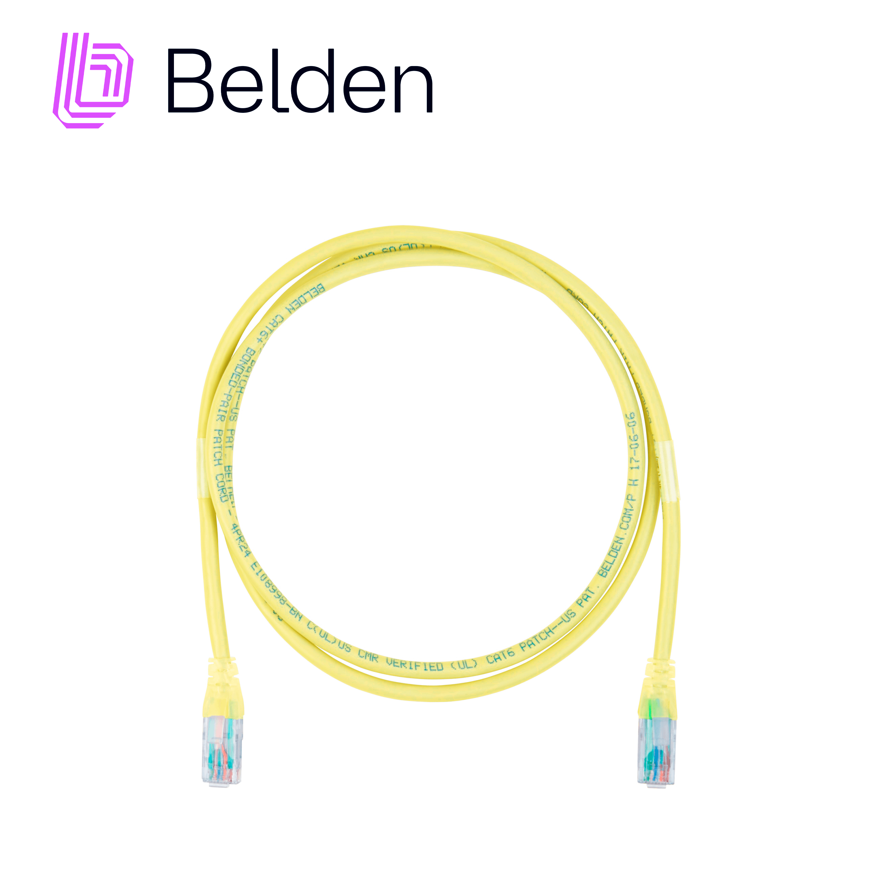 PATCH CORD DIAMETRO REDUCIDO UTP CAT6+ BELDEN C6D1104001 / INTERIOR / AMARILLO / 4 PARES / 28 AWG / FORRO PVC / CMR / 1 PIES 0.3 METROS - Miniatura 3