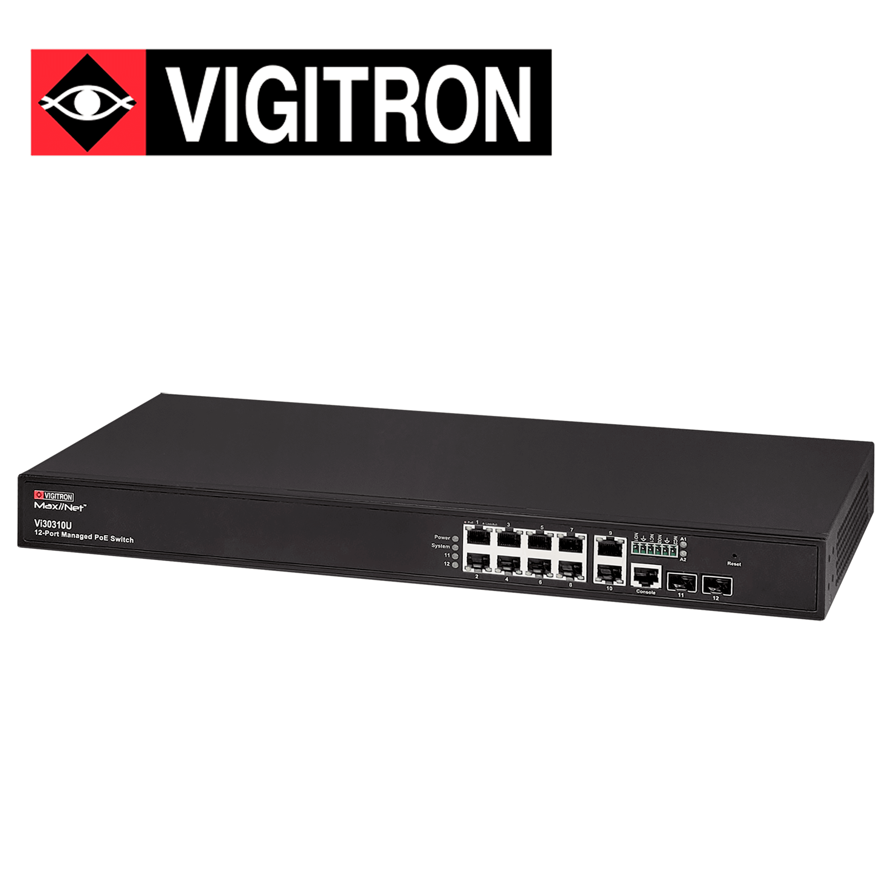 SWITCH POE ADMINISTRABLE L3  VIGITRON VI30310U / 8 PUERTOS RJ45 10M/100M/1000M / 2 PUERTOS COBRE  2.5G  /2 PUERTOS SFP 2.5G  /  8 PUERTOS POE 90W 802.3 BT / 730W - Miniatura 3