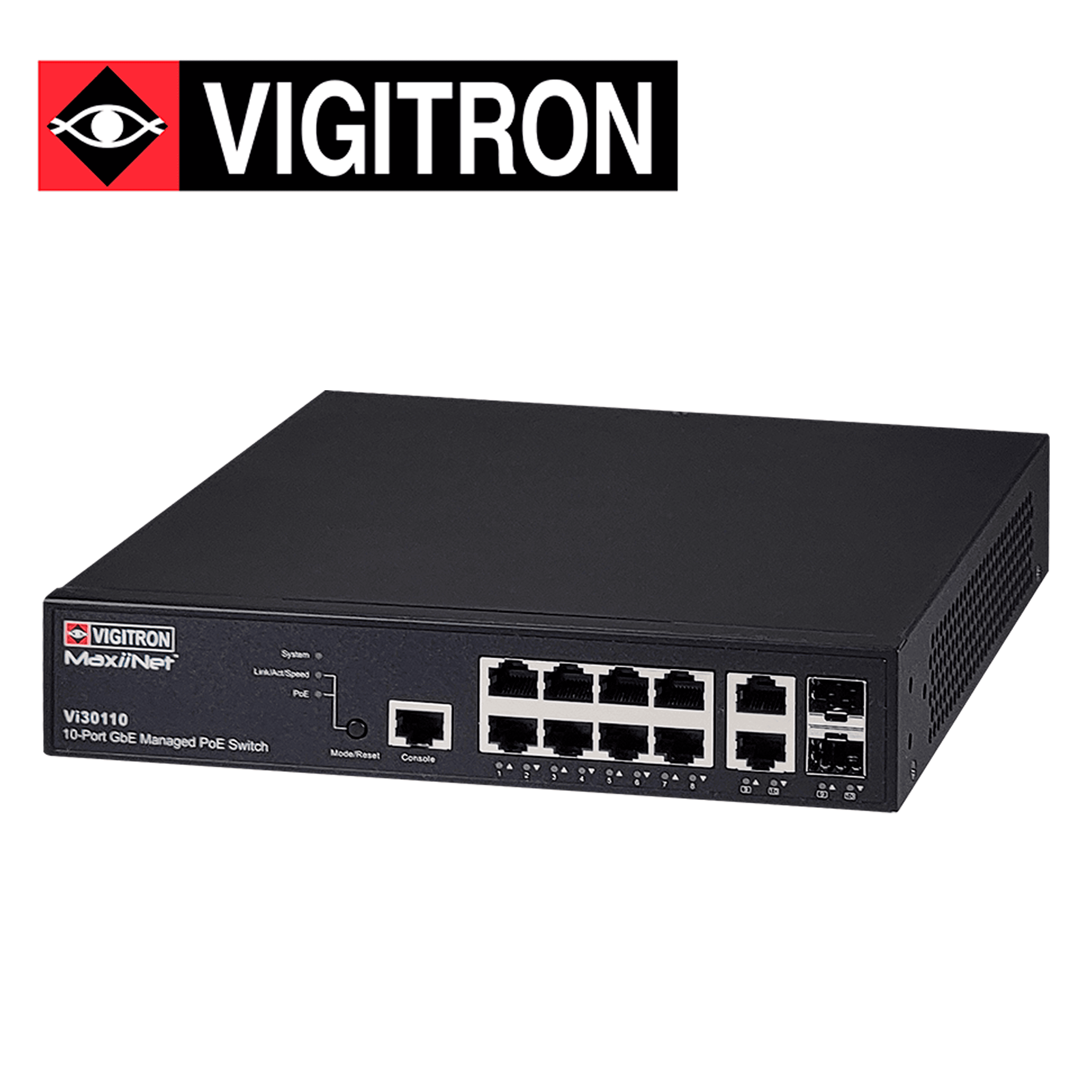 SWITCH POE ADMINISTRABLE L3  VIGITRON VI30110 / 8 PUERTOS RJ45 10M/100M/1000M / 2 PUERTOS SFP  / POE 802.3AF/AT 36W - Miniatura 4