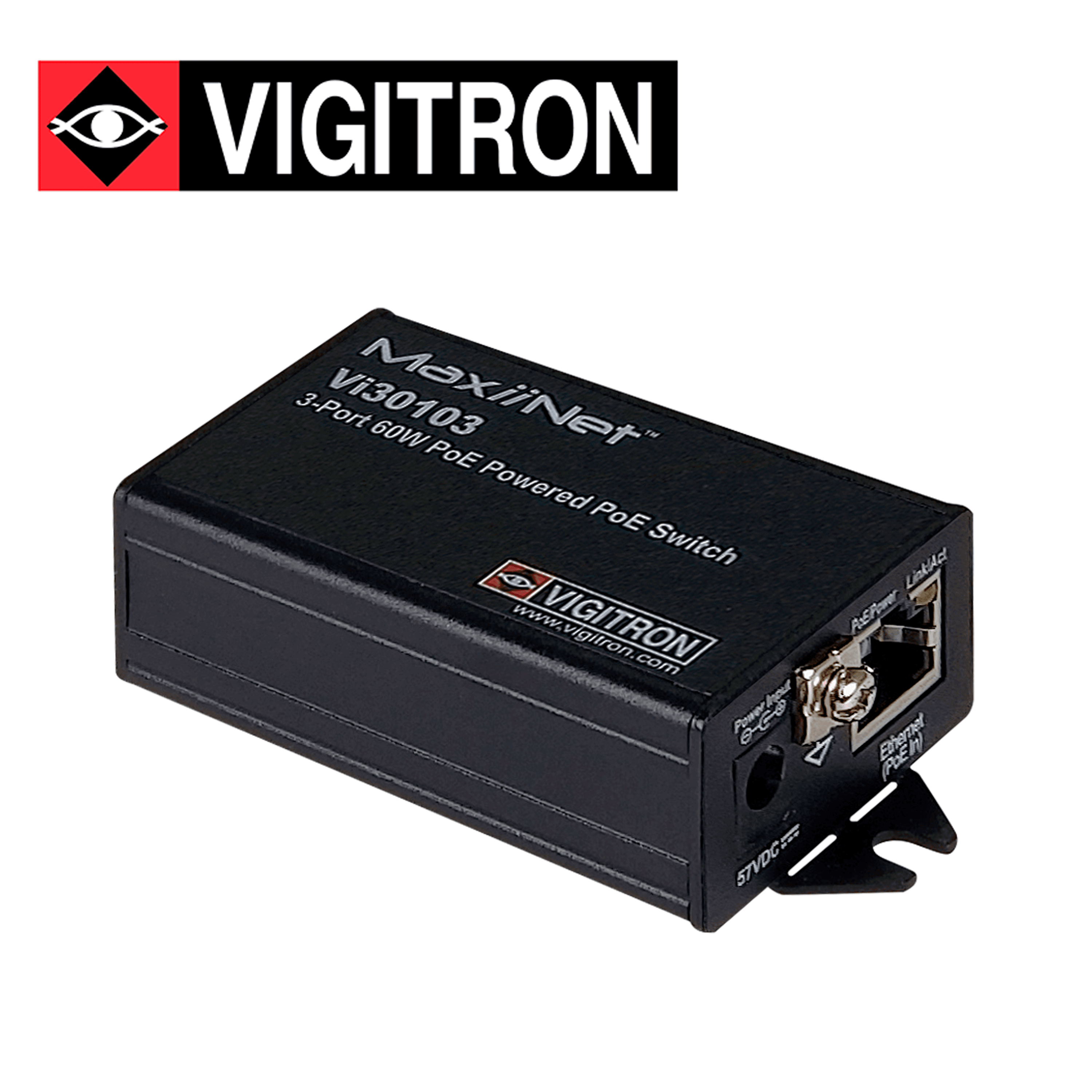SWITCH POE NO ADMINISTRABLE VIGITRON VI30103 / 3 PUERTOS 10M/100M / 2 PUERTOS POE HASTA 30W / ALIMENTACION POE HASTA 60W - Miniatura 3