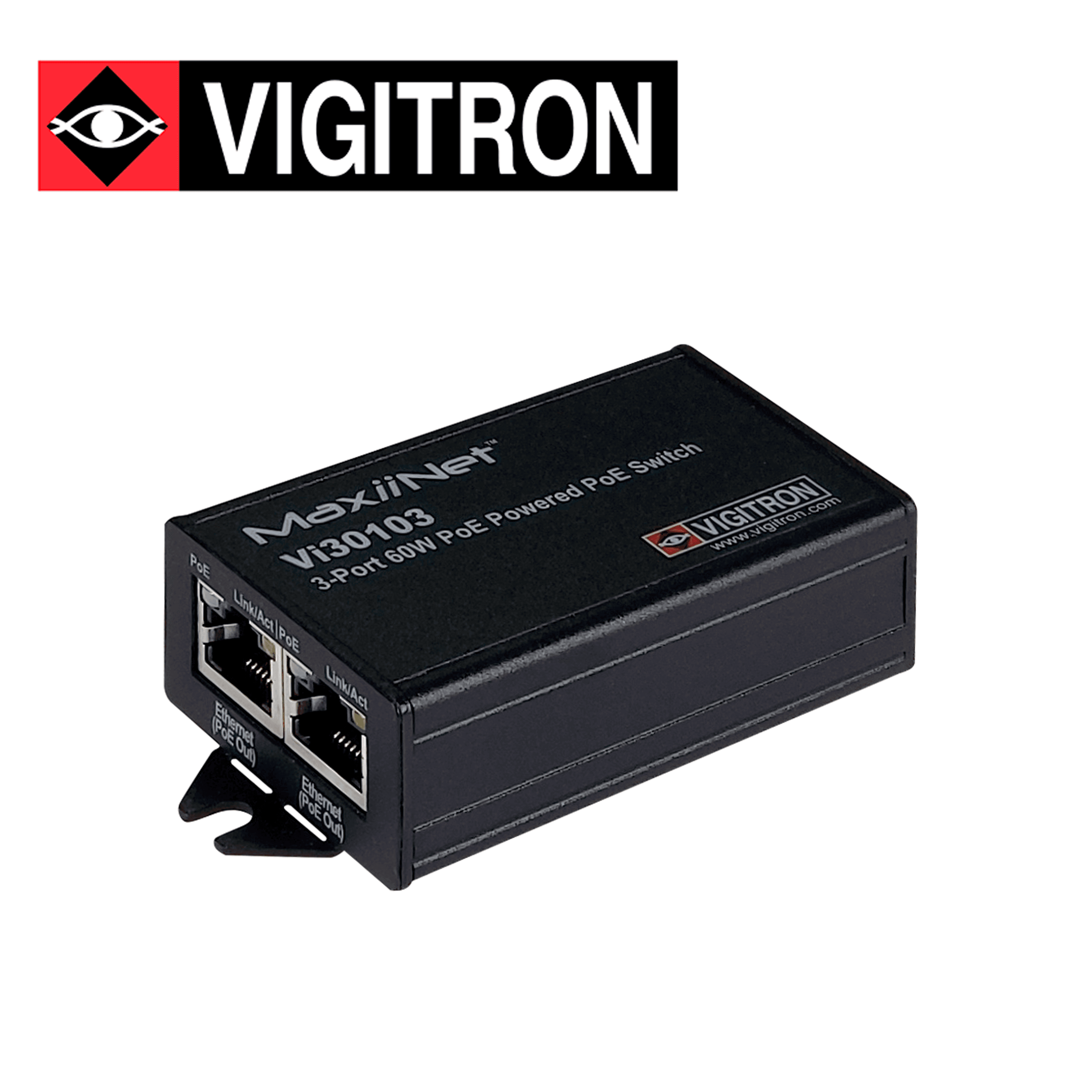 SWITCH POE NO ADMINISTRABLE VIGITRON VI30103 / 3 PUERTOS 10M/100M / 2 PUERTOS POE HASTA 30W / ALIMENTACION POE HASTA 60W - Miniatura 4