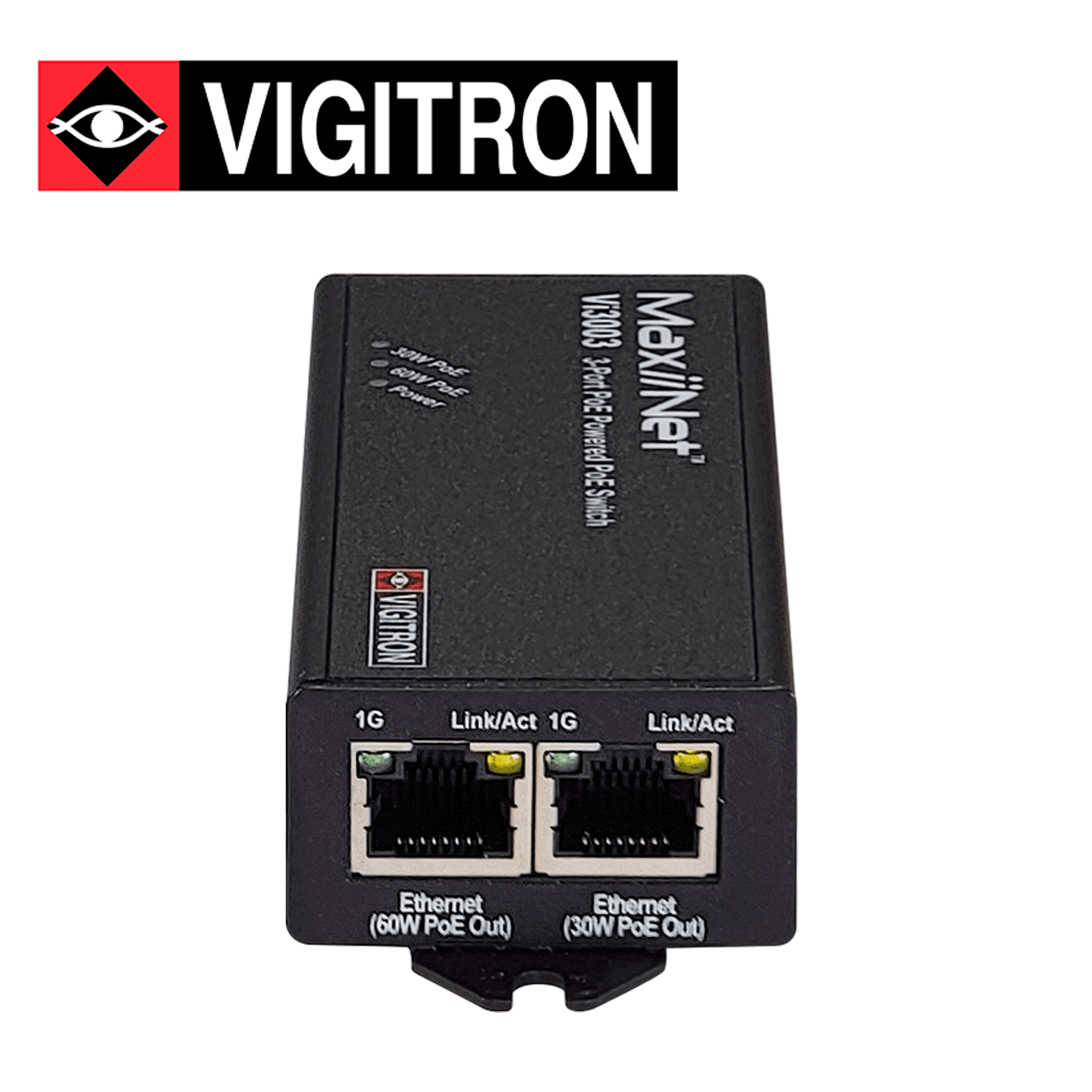 SWITCH POE VIGITRON VI3003 / 3 PUERTOS 10M/100M/1000M / HASTA 74W / VLAN 4.096 /  JUMBO FRAME HASTA 10,000BYTES / ALIMENTADO POR POE 60W / 57VCD / ENCASCADA HASTA 3  DISPOSITIVOS 909METROS - Miniatura 2