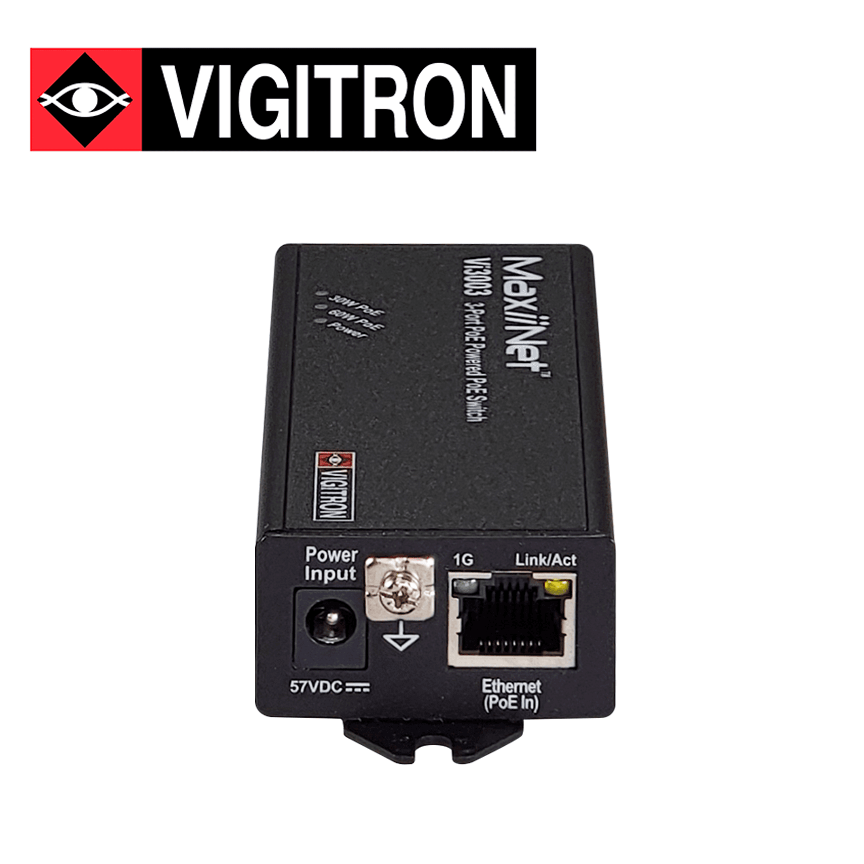 SWITCH POE VIGITRON VI3003 / 3 PUERTOS 10M/100M/1000M / HASTA 74W / VLAN 4.096 /  JUMBO FRAME HASTA 10,000BYTES / ALIMENTADO POR POE 60W / 57VCD / ENCASCADA HASTA 3  DISPOSITIVOS 909METROS - Miniatura 3