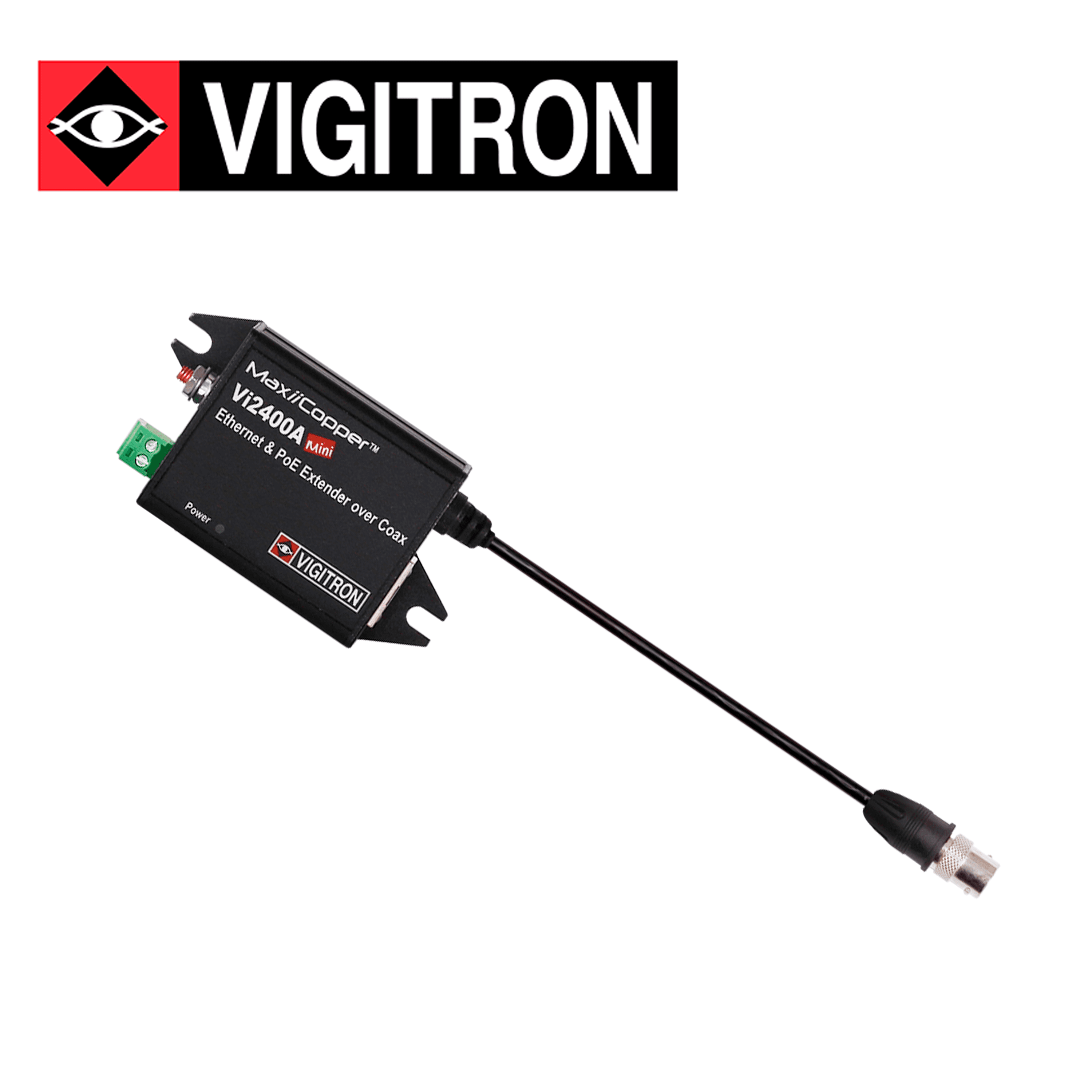 EXTENSOR POE VIGITRON ULTRACOMPACTO VI2400A POR COAXIAL / DISTANCIA HASTA 1515 METROS / COMPATIBLE CON POE AF/AT / REQUIERE FUENTE ALIMENTACION EXTERNA 12V CC / 1.8 W POE / 1.5 W CON FUENTE EXTERNA - Miniatura 3