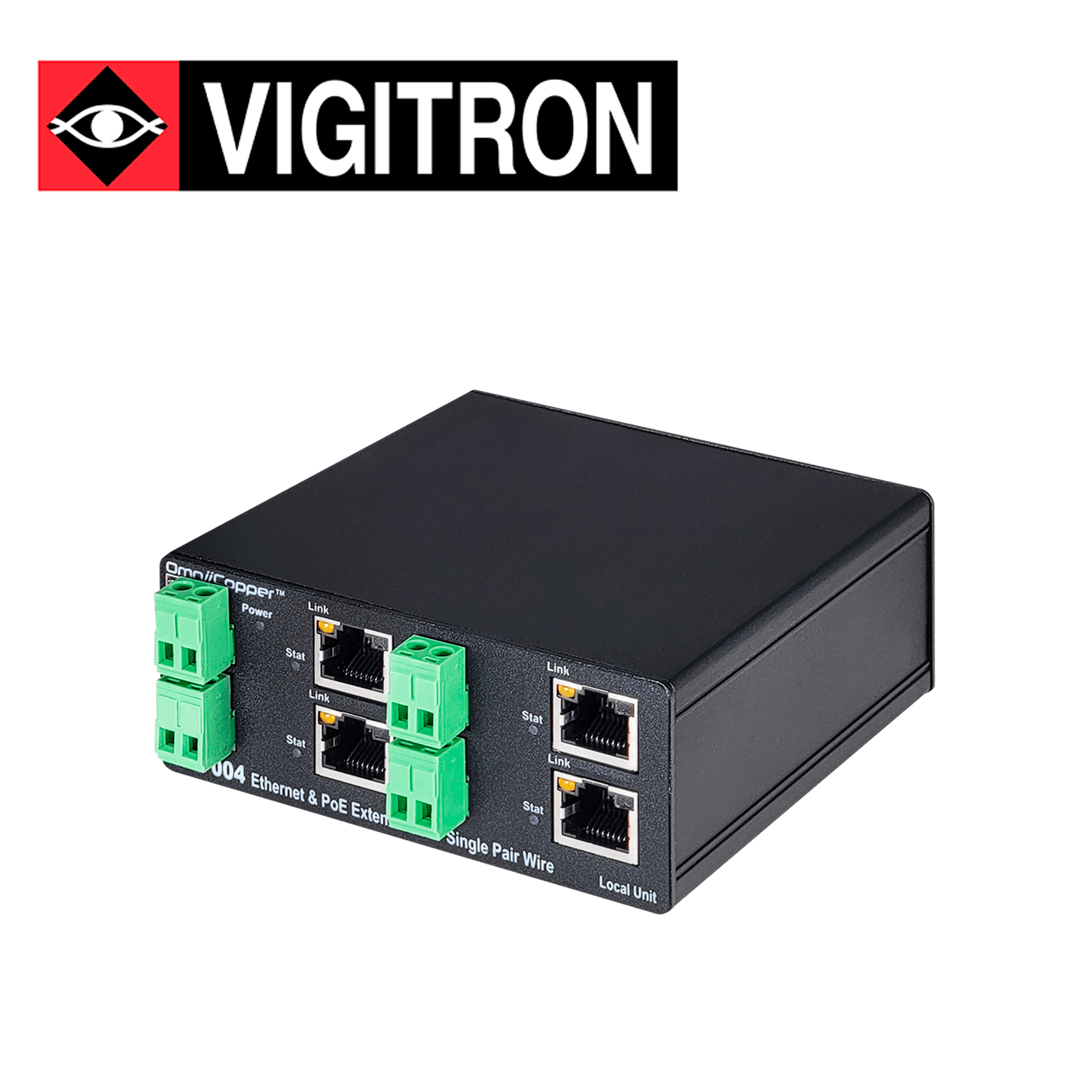 RECEPTOR ETHERNET PAR UNICO Y POE  914 METROS VIGITRON MODELO VI27001/ 4 PUERTOS / UTP / POE AF AT / 36W / REQUIERE 12 V CC Y 3 A / FUENTE DE ALIMENTACION VI0014 OPCIONAL - Miniatura 4