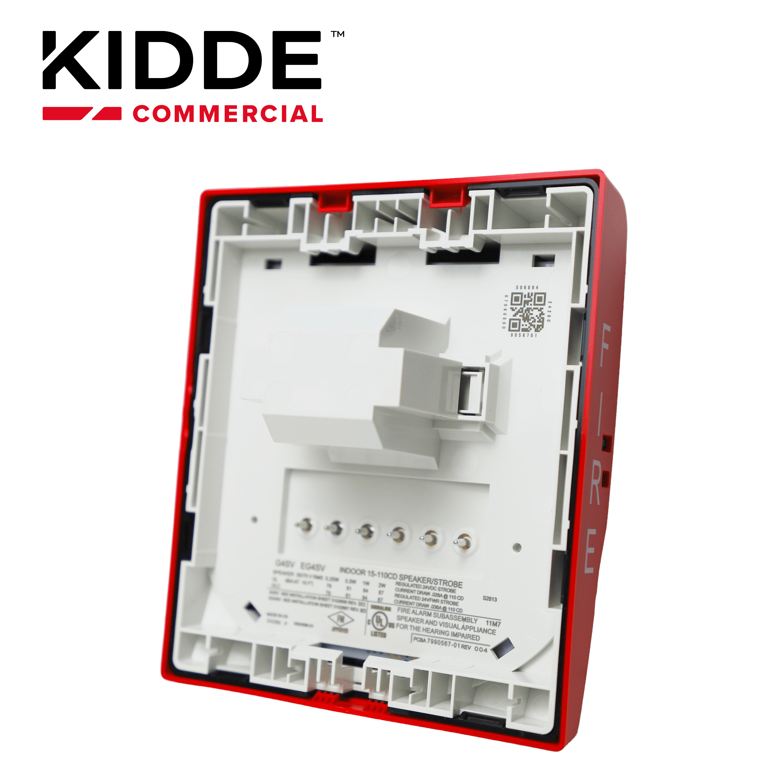 ALTAVOZ DE PARED / LUZ ESTROBOSCOPICA KIDDE G4SVRF, 15-110cd, ROJO, ALTA FIDELIDAD 520HZ / SALIDA DE AUDIO DE 90dBA / COMPATIBLE CON PANEL DE AUDIO ANS25MDR2 / REQUIERE BASE DE MONTAJE GRSW-10 (NO INCLUIDA). - Miniatura 6