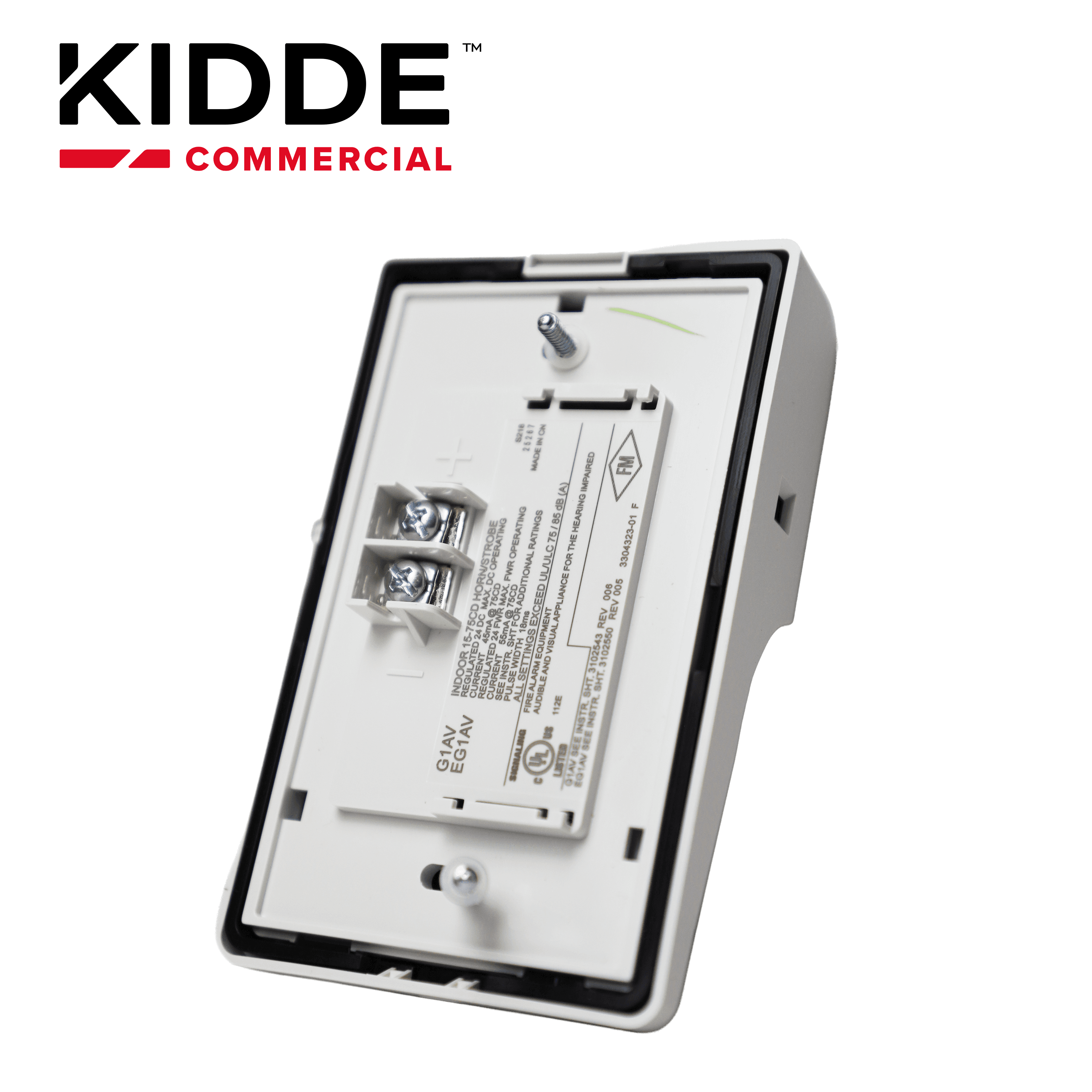 SIRENA CON ESTROBO LED KIDDE EG1AVWF DE 24 VDC 55 MA PARA PARED BLANCO COMPATIBLE CON LOS PANELES VS1 Y VS4 (TRABAJA CON PANELES DE TERCEROS A 24VDC) - Miniatura 4
