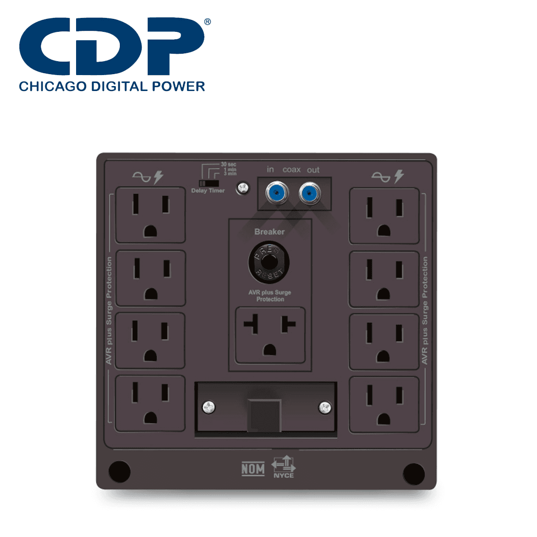 REGULADOR DE VOLTAJE R-AVR3008 CDP / 3000VA / 1500W / 8 CONTACTOS NEMA 5-15R / AVR / SUPRESION DE PICOS 525 JOULES / RETARDO DE REINICIO AJUSTABLE / PROTECCION COAXIAL / 120V - Miniatura 4